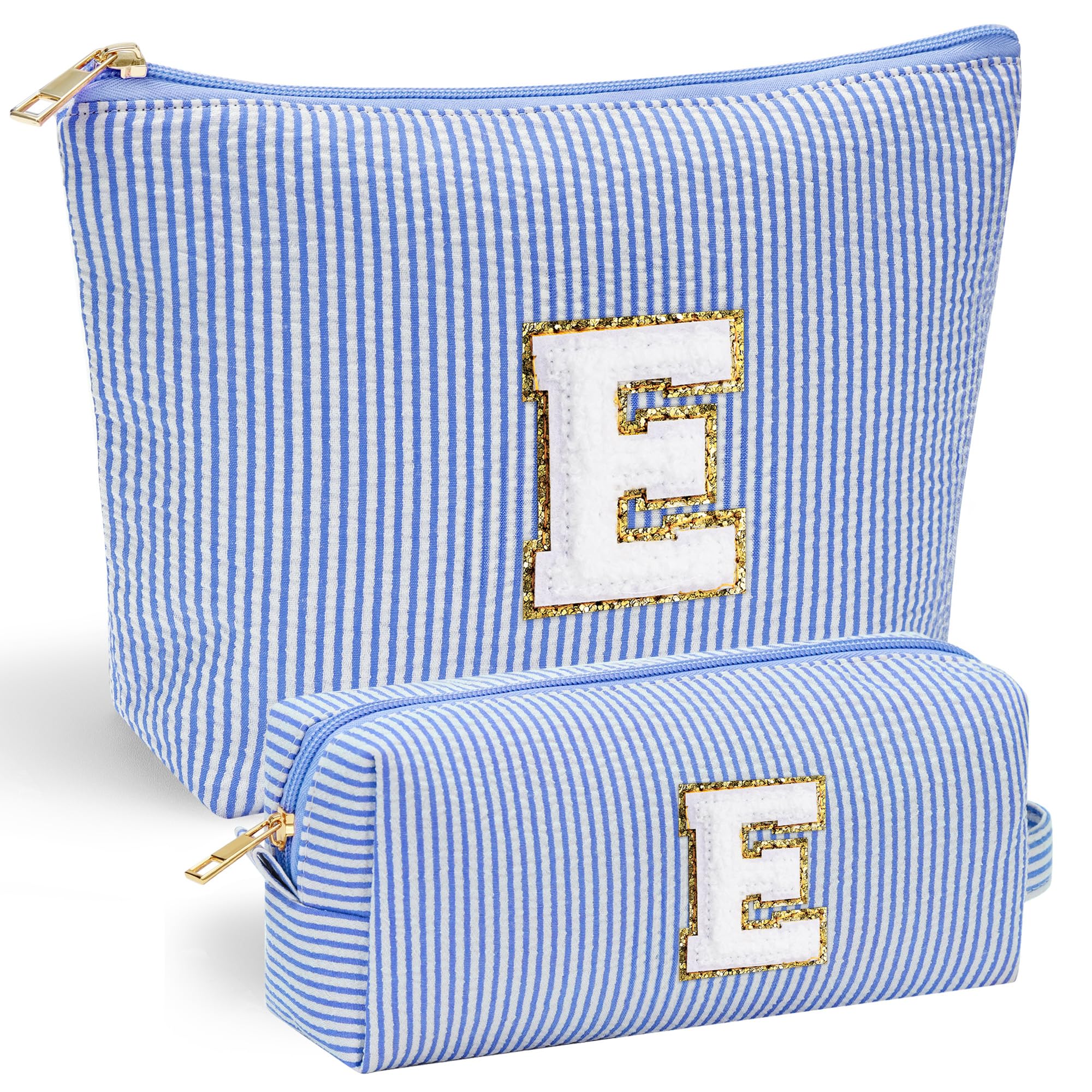 YOOLIFE Initial Makeup Bag for Women, Initial Cosmetic Bag Travel Toiletry Bags for Women Mom Birthday Gifts for Girls Mom Daughter Teacher Sister