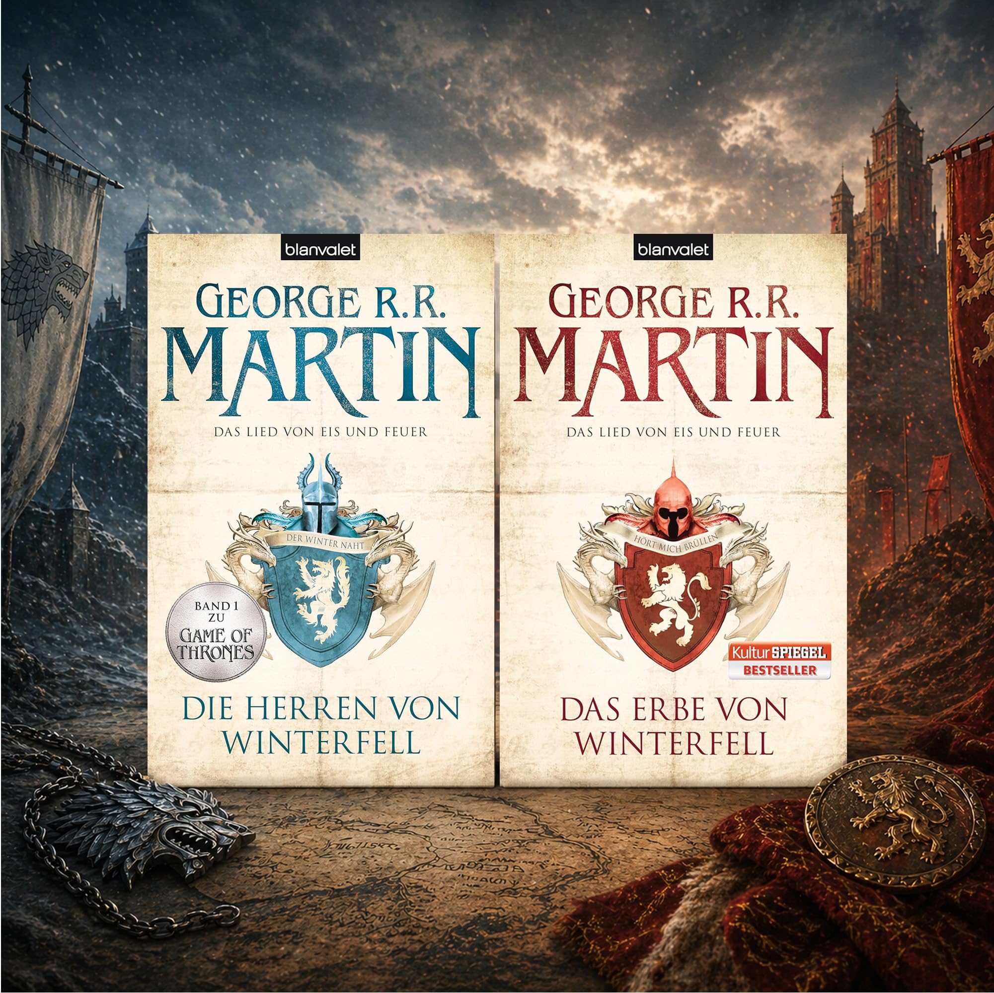 George R R Martin Bücher Set - Das Lied von Eis und Feuer - 10 Bände Komplettset - Taschenbuch Fantasy Buchreihe - inkl exklusivem Lesezeichen - Games of Thrones, die komplette Reihe der Fantasy Saga