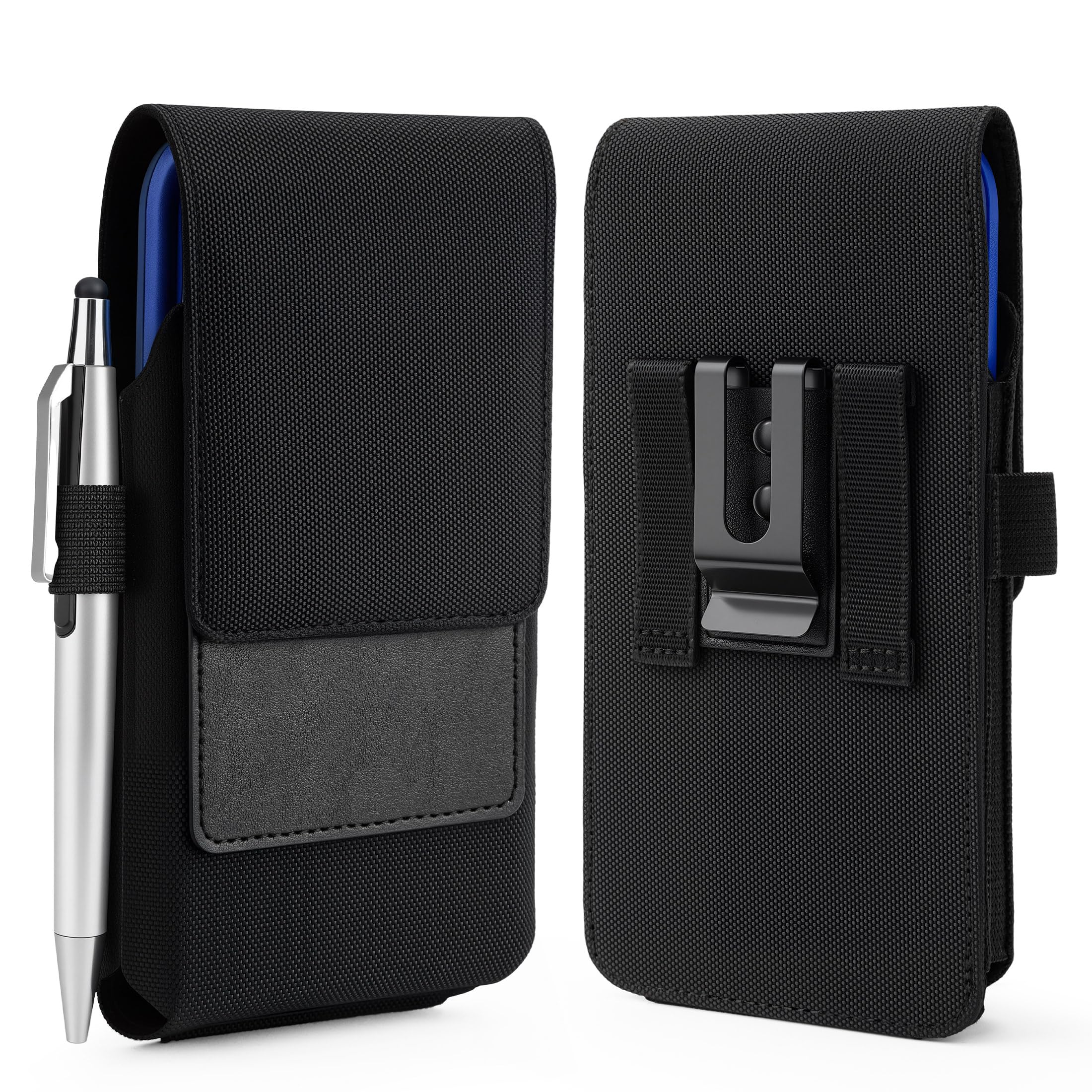 BECPLT Nylon for Galaxy Note 20 Ultra 5G S24+ Belt Holster Black Cell Phone Holder Belt Clip Holster Case Pouch for iPhone 15 Pro Max 14 Pro Max 13