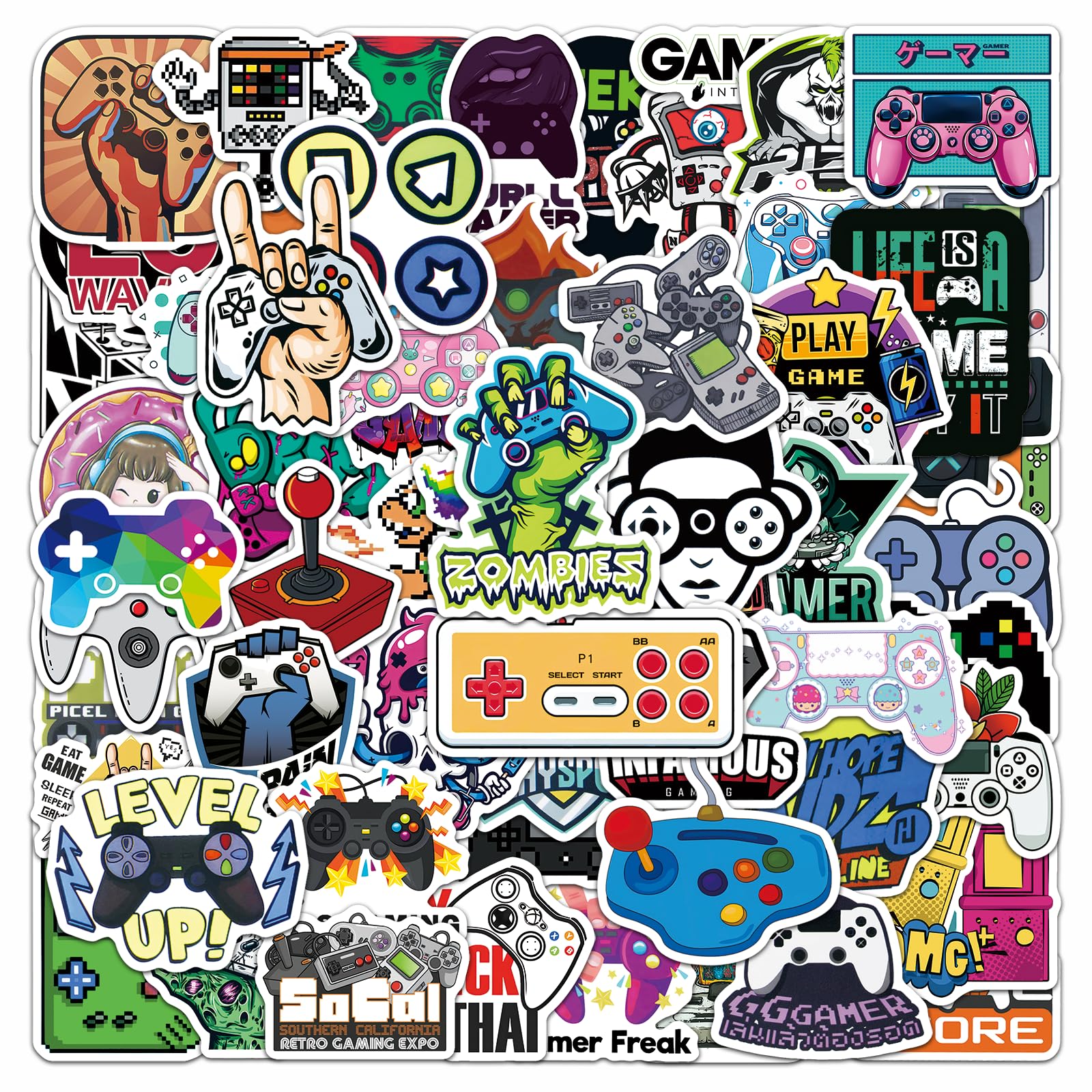 100PCS Video Games Stickers, Vinyl Waterproof Decals for Water Bottles, Games Stuff with Motivational Positive Gamer Decals for Laptop Computer