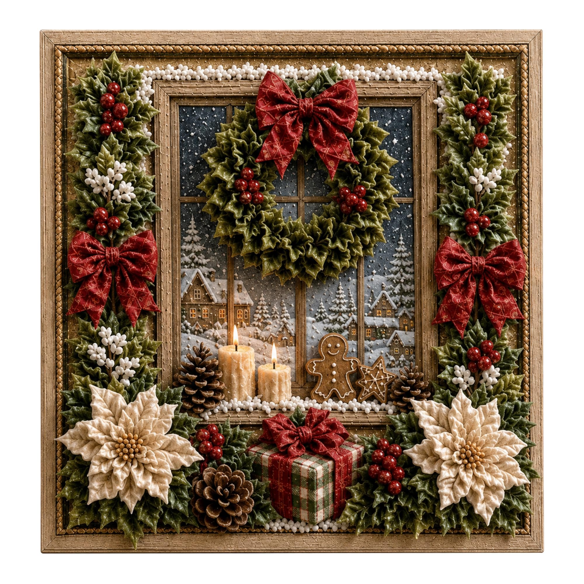 DIY Christmas Fabric Poke Art Kits for Adults 7.87in (Style E)