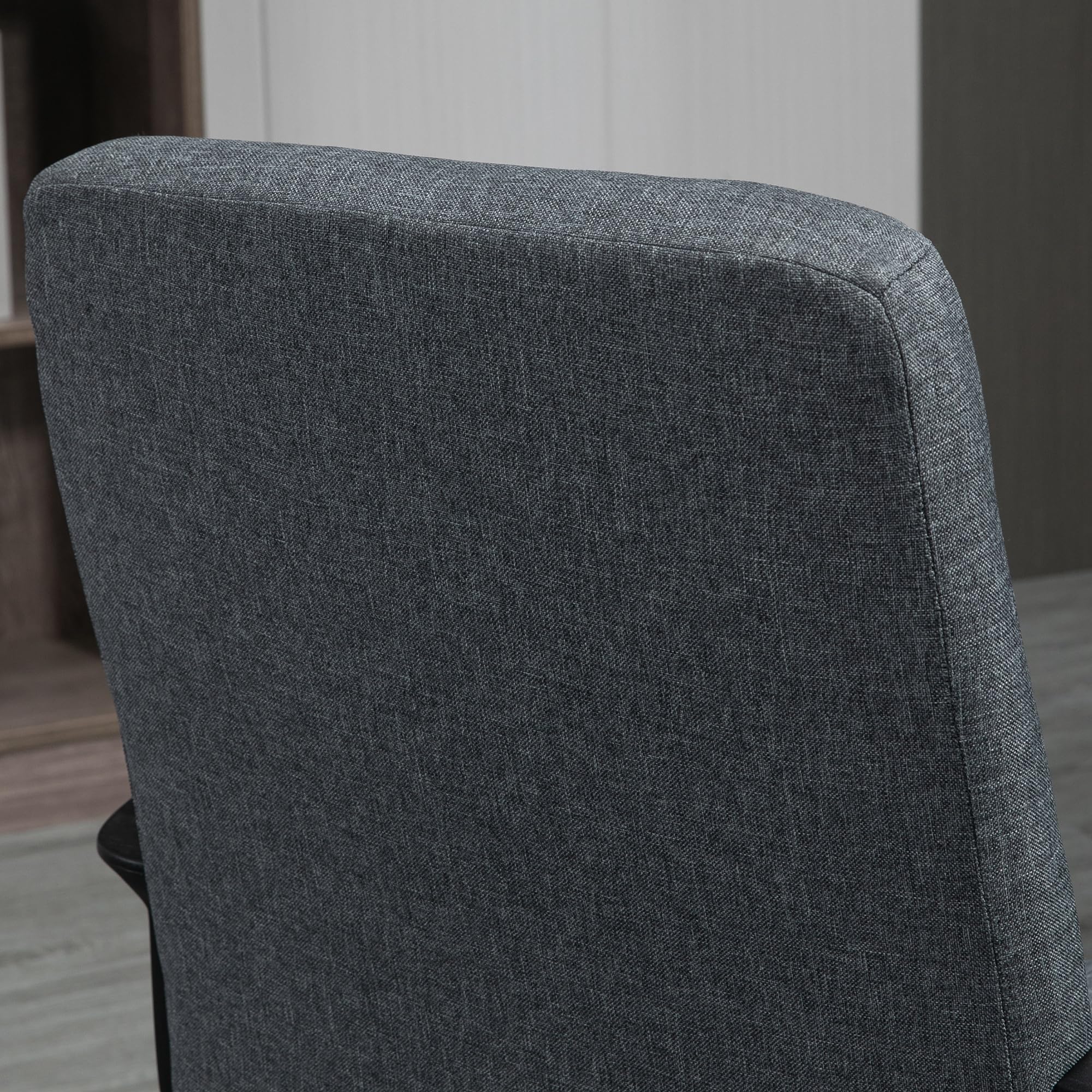 Vinsetto Silla de Oficina Silla de Escritorio Giratoria Gris Oscuro | Tapizada en Lino Sintético, Altura Ajustable, Basculante, Respaldo Medio, con Reposabrazos, Ruedas