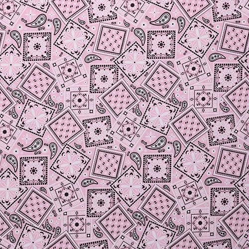 Mook Fabrics Bandana Bonanza de algodón, corte rosa por yarda
