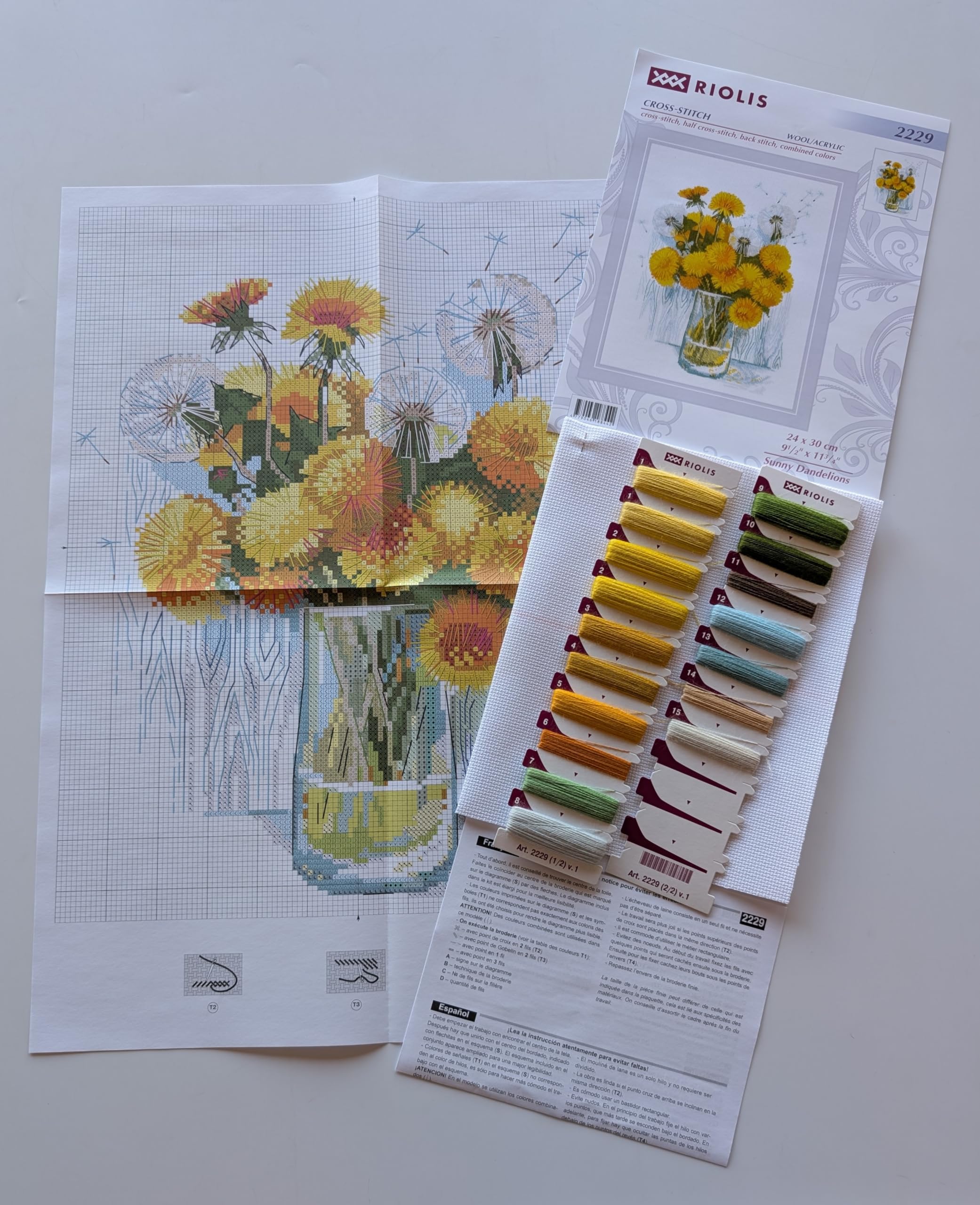RIOLIS - Soffioni al sole 2229, Punto croce 24x30, Punto croce kit da ricamare, Disegni da ricamare, Embroidery kit, Kit ricamo punto croce