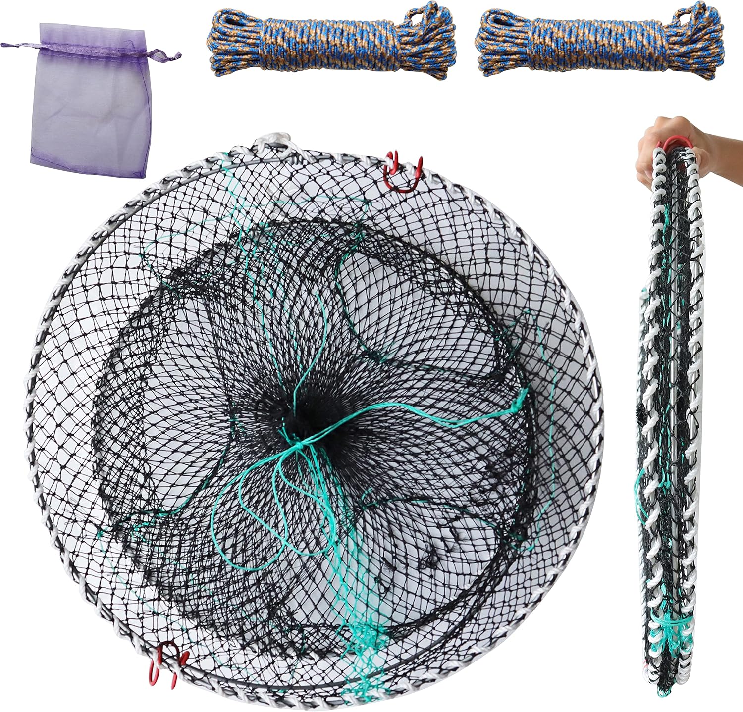 BRILISLE 2PCS Crab Trap Fish Trap Minnow Trap Lobster Trap