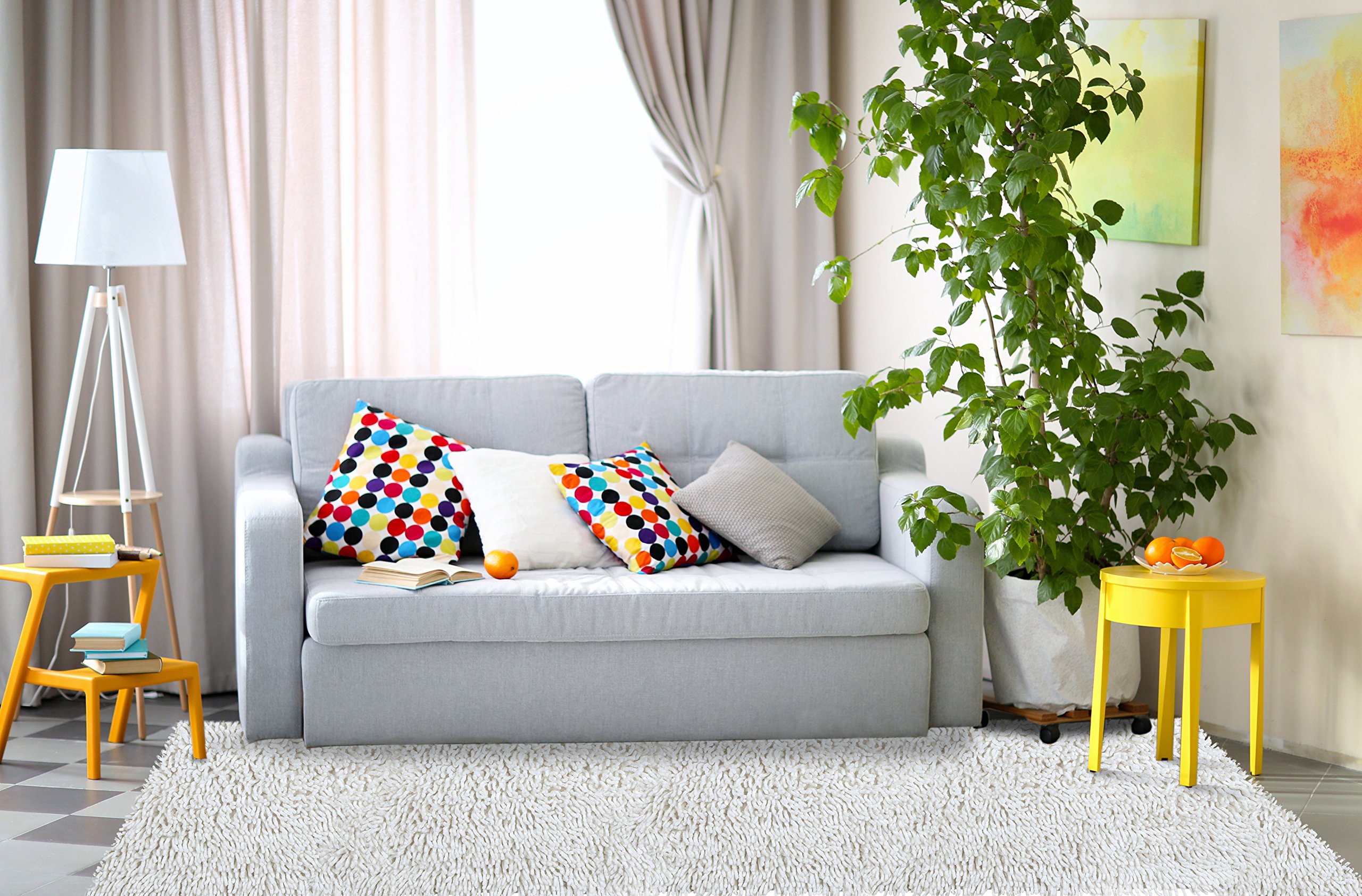 Shagadelic Chenille Twist Round Rug, 3 by 3-Feet, White