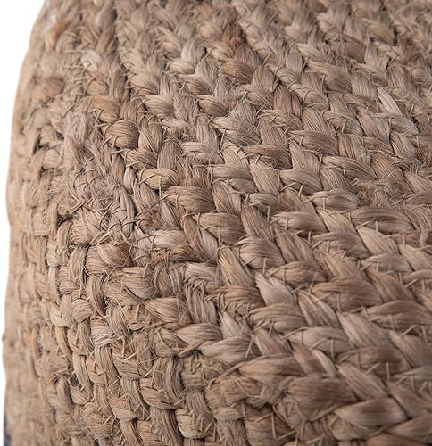 Miniatura 5 de SIMPLIHOME Lydia Puf redondo – 18 pulgadas de ancho trenzado a mano otomano de yute en azul marino y natural, taburete bohemio o asiento adicional