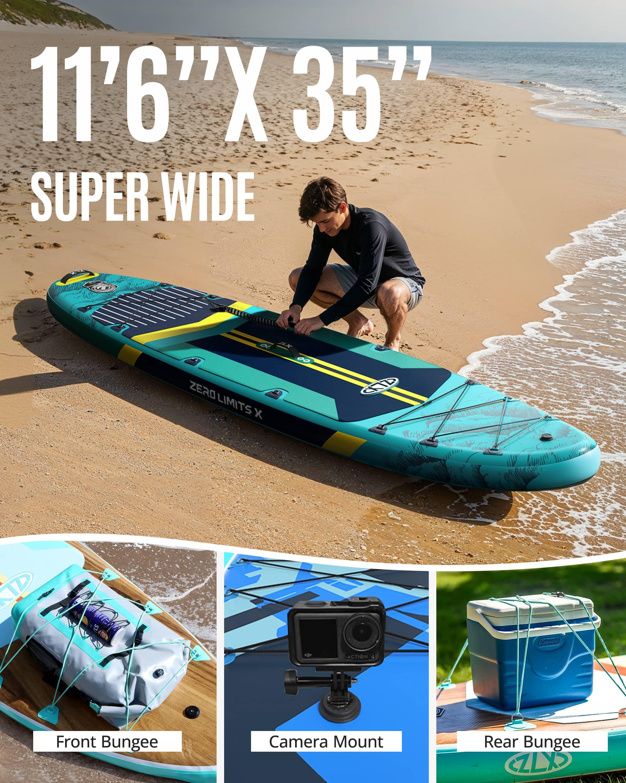 Amazon | ZLX スーパーワイド 11フィート6インチ x 35インチ 空気注入