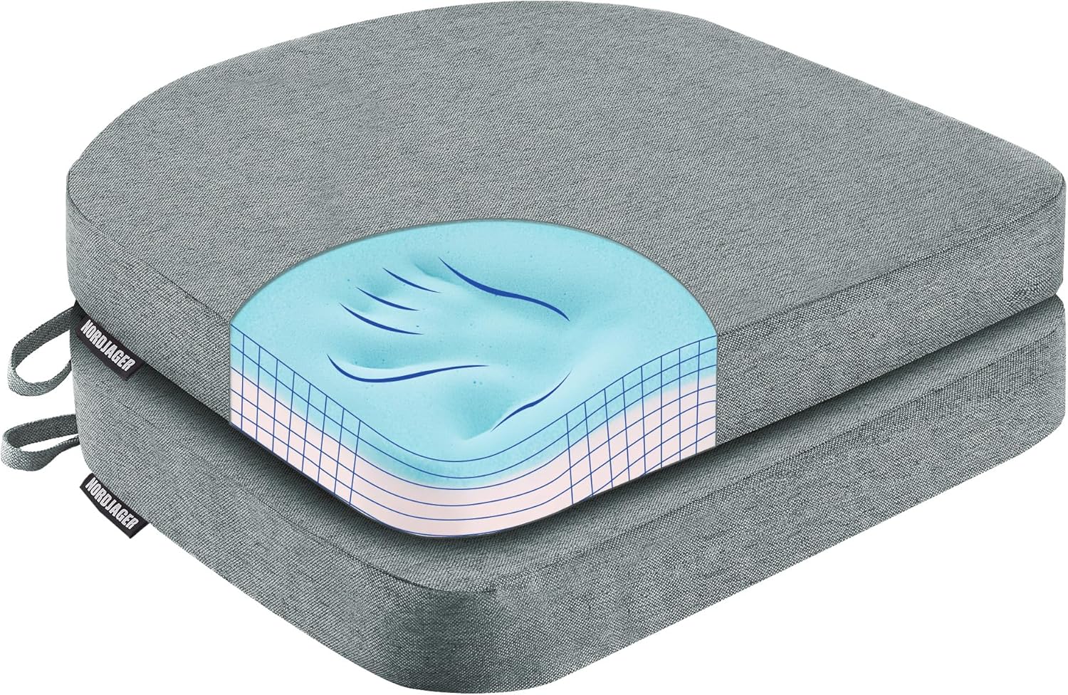 Nordjager Chair Pads for Dining Chairs, Chair Cushions 2 Piece, 17"x 16"x 2.5" Memory Foam Seat Cushions with Ties and Removable Cover