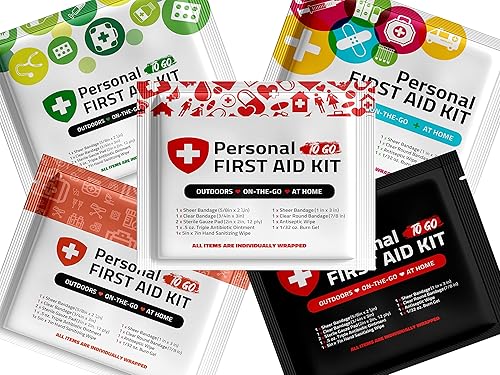 Miniatura 7 de Kit de primeros auxilios portátil de tamaño de viaje, paquete surtido, perfecto para el hogar, oficina, automóvil, escuela, negocios, viajes