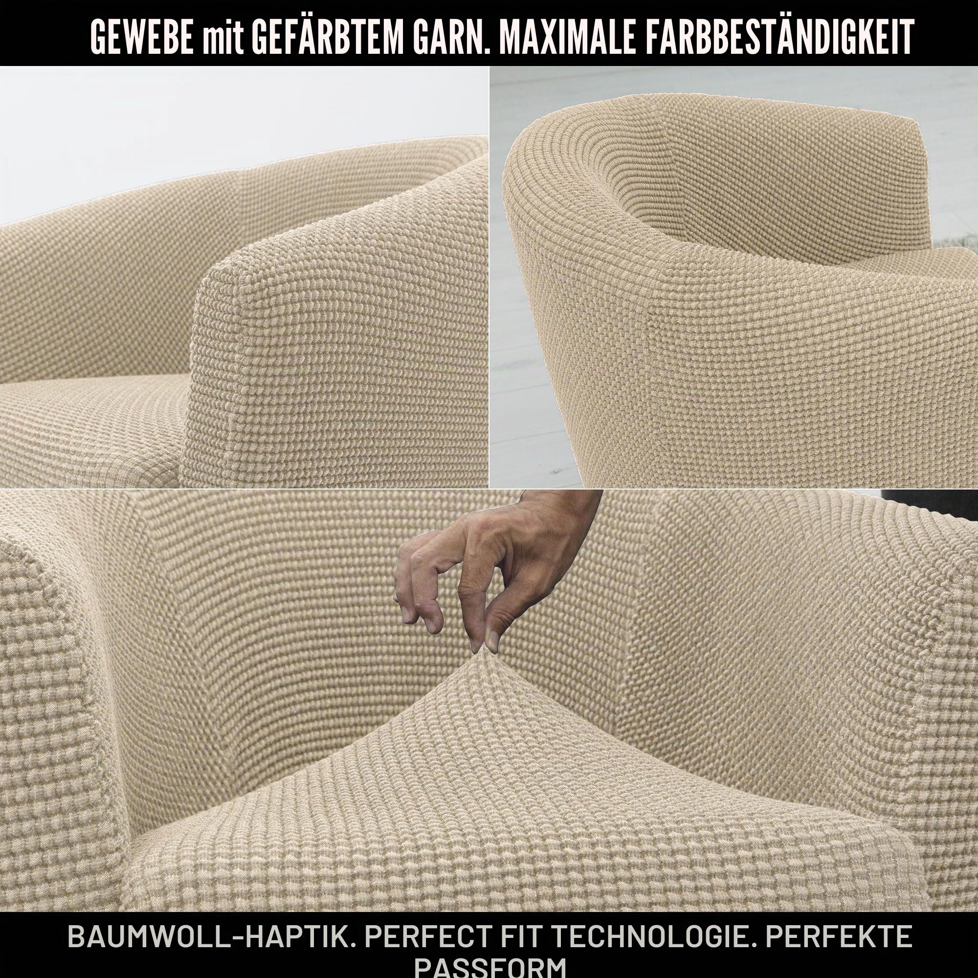 FAVERTI Super elastischer Club-Sesselbezug mit Sitzbezug, kompatibel mit den Sesseln von IKEA TULLSTA und Bakla, Modell Nove, Beige, hochwertiger Jacquard-Stoff, Baumwollgefühl!