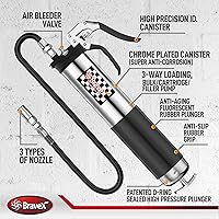 Vista 5 de Bravex - Pistola engrasadora profesional resistente con agarre de pistola, 6000 PSI - Manguera flexible de 457 mm