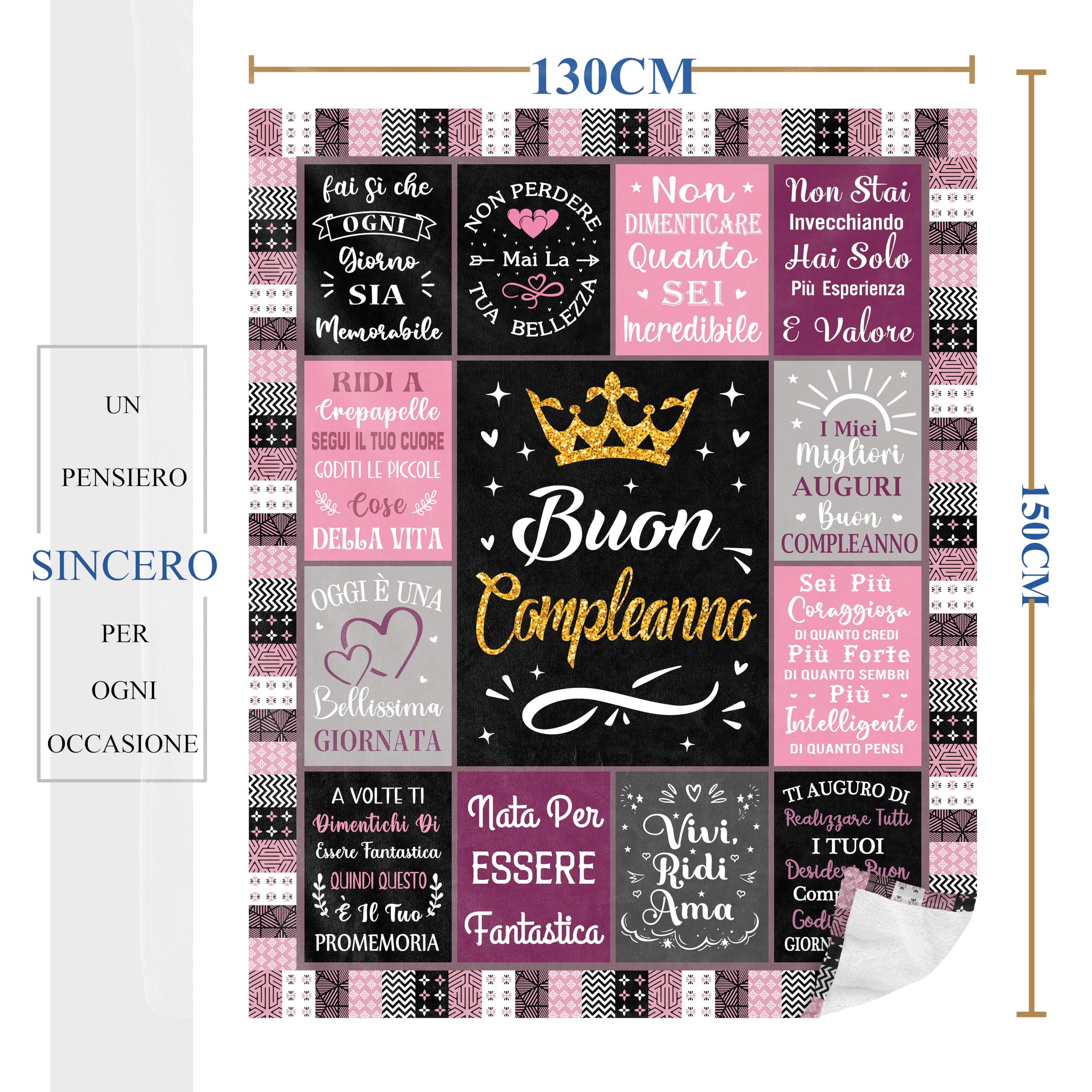 Regalo Donna Compleanno, Buon Compleanno, Regalo Migliore Amica Compleanno, Happy Birthday, Regalo Di Compleanno Migliore Amica/Mamma/Figlia/Sorella/Ragazza/Moglie, Idee Regalo Coperta 150x130CM