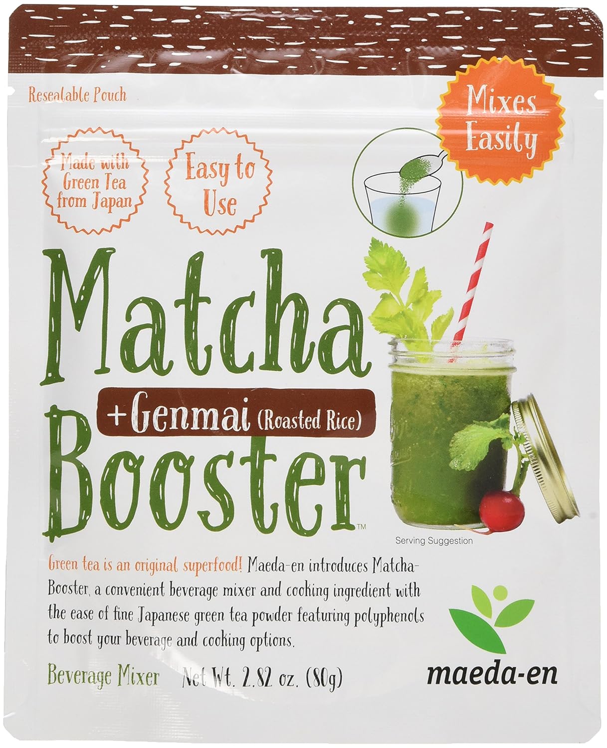 Maeda En Matchabooster Drink Mix, Genmai, 80 Gram (Pack of 12)
