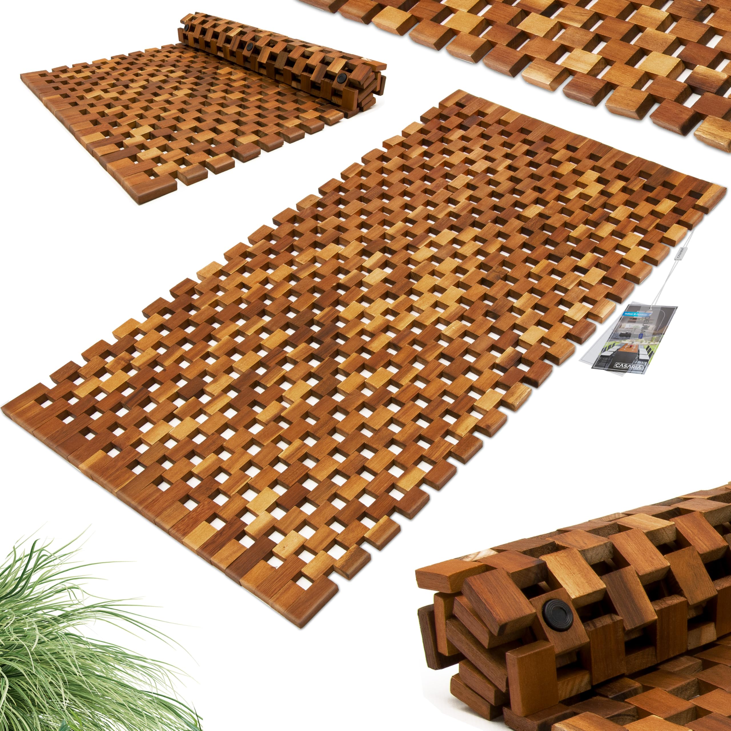 DEUBA Badvorleger Badematte Holz – Akazienholz, FSC-zertifiziert, 80 x 50 cm