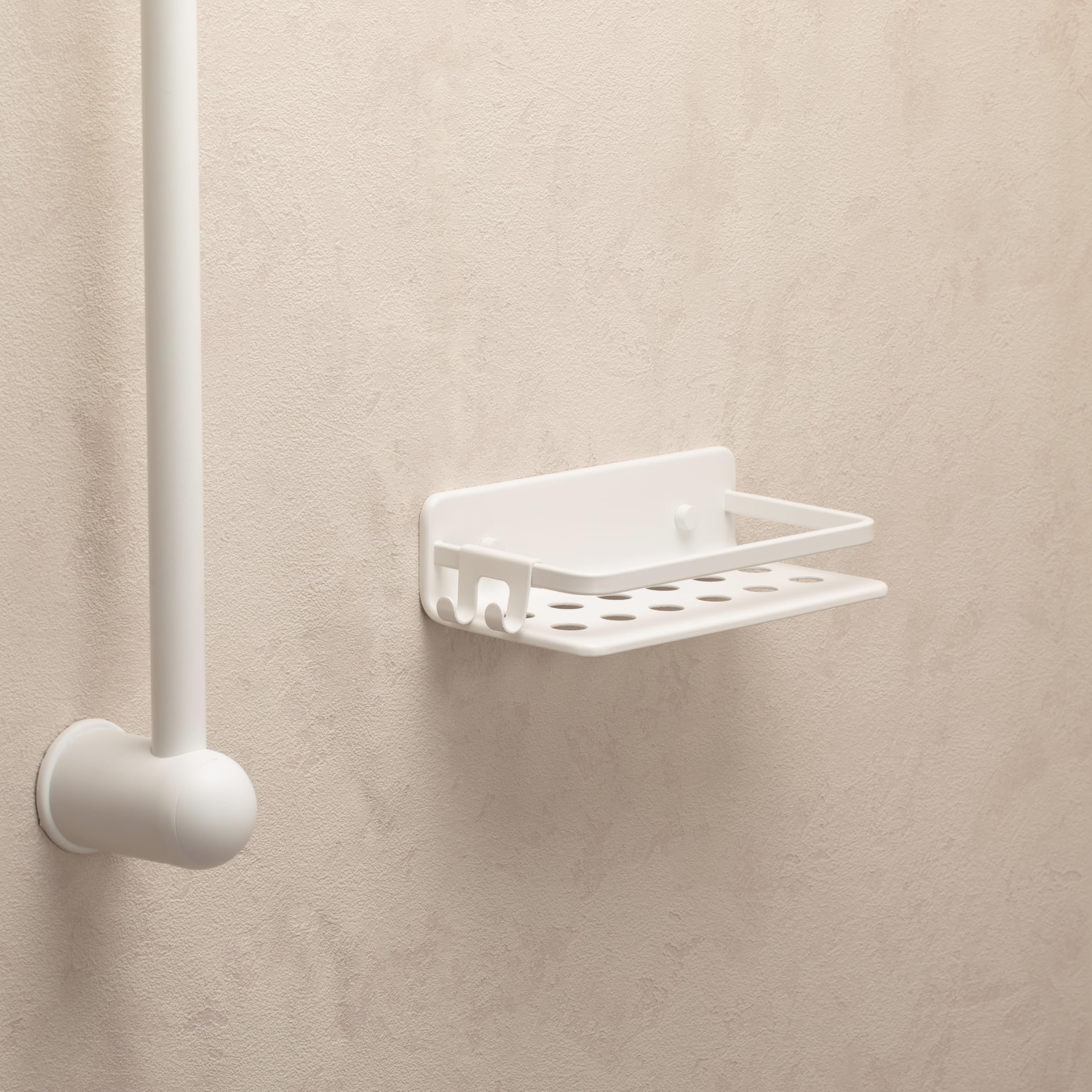 TATAY Shower Shelf No Drilling Rectangular Aluminium, Artic White, 10x20x5.5 cm - Image 3