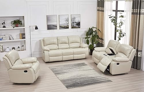 Miniatura 117 de Betsy Furniture 8018 - Juego de sillón reclinable de cuero reconstituido, para sala, sofá reclinable, sofá de dos piezas y sillón de cuero