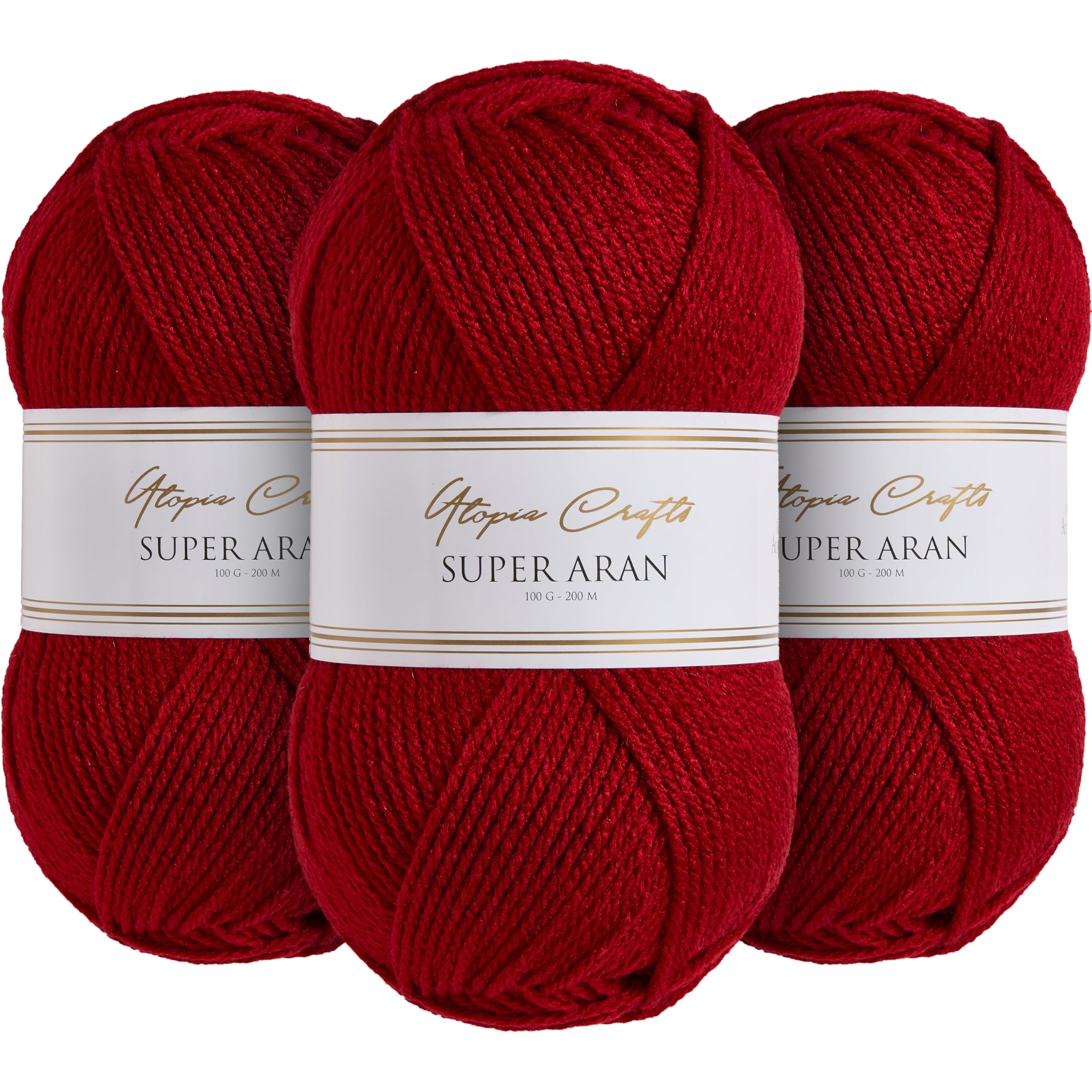 Utopia Crafts Super Aran Knitting and Crochet Yarn 3X 100g (Cranberry Crush)
