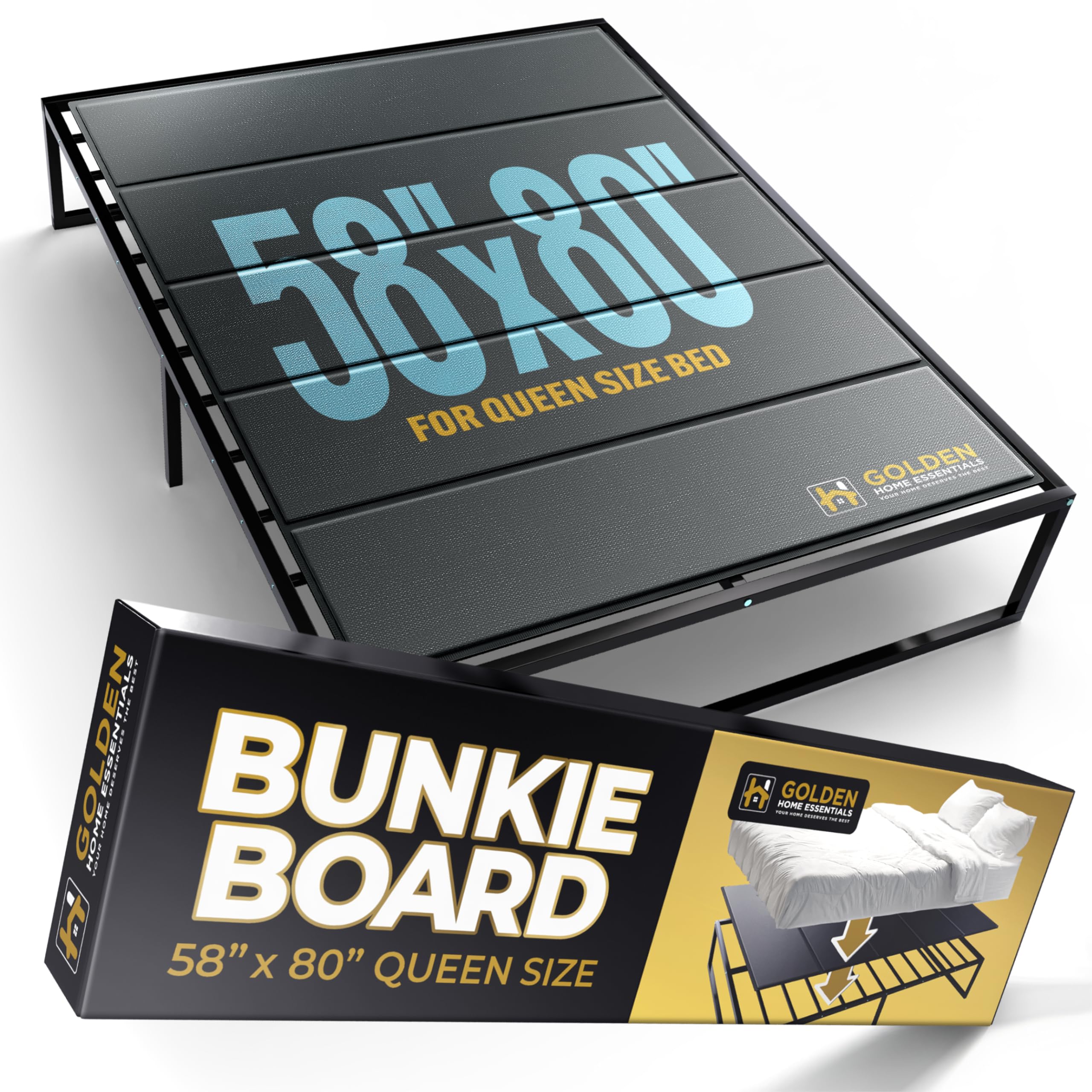 Golden Home Essentials 58in x 80in Heavy Duty Bunkie Board for Queen Size Bed, Extra Sturdy Bed Board for Frame - Low Profile Under Mattress Support