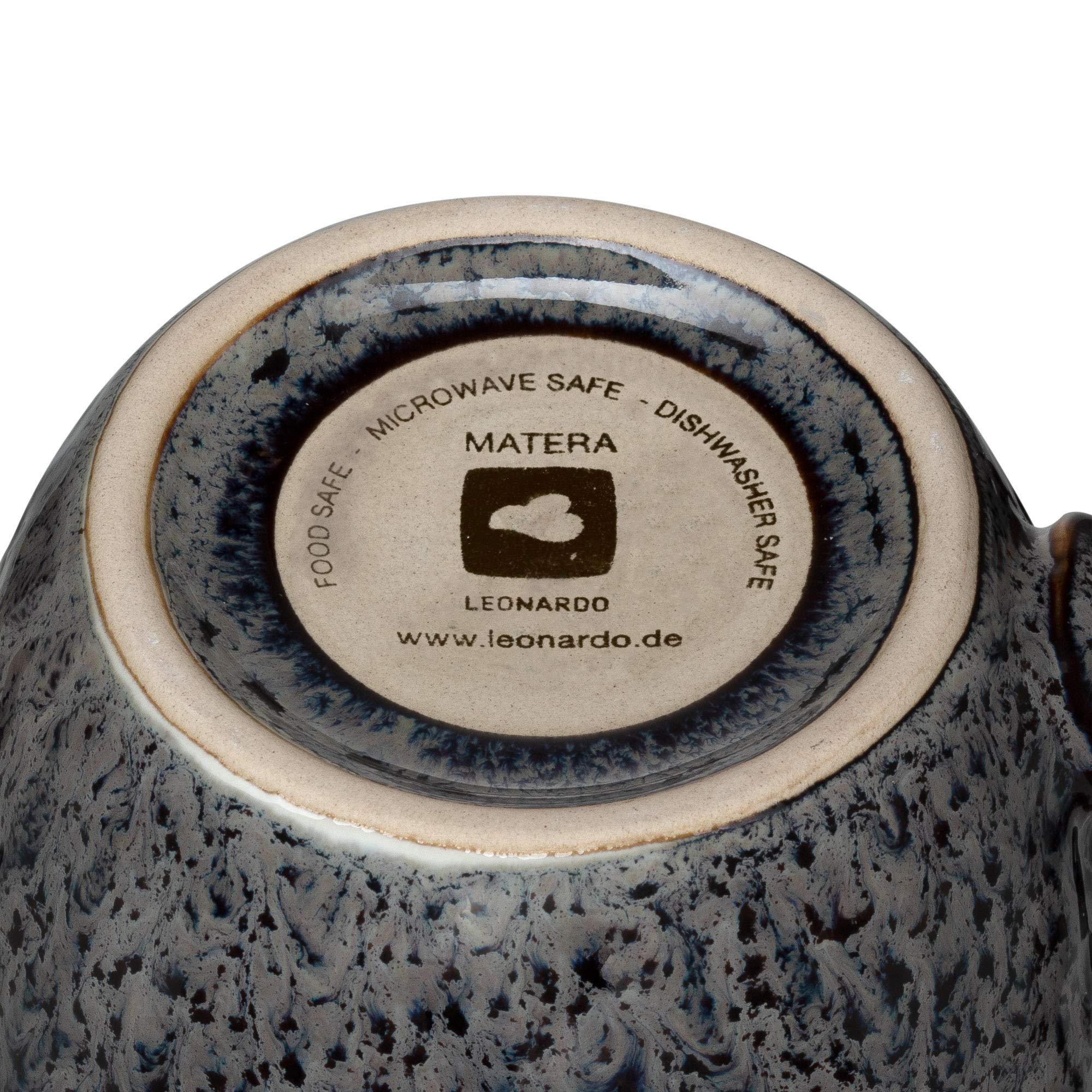 Leonardo Matera Keramik-Tassen 6er Set, spülmaschinengeeignete Kaffee-Tassen, 6 mikrowellenfeste Tee-Tassen, Becher mit Glasur, grau, 430 ml, 018563