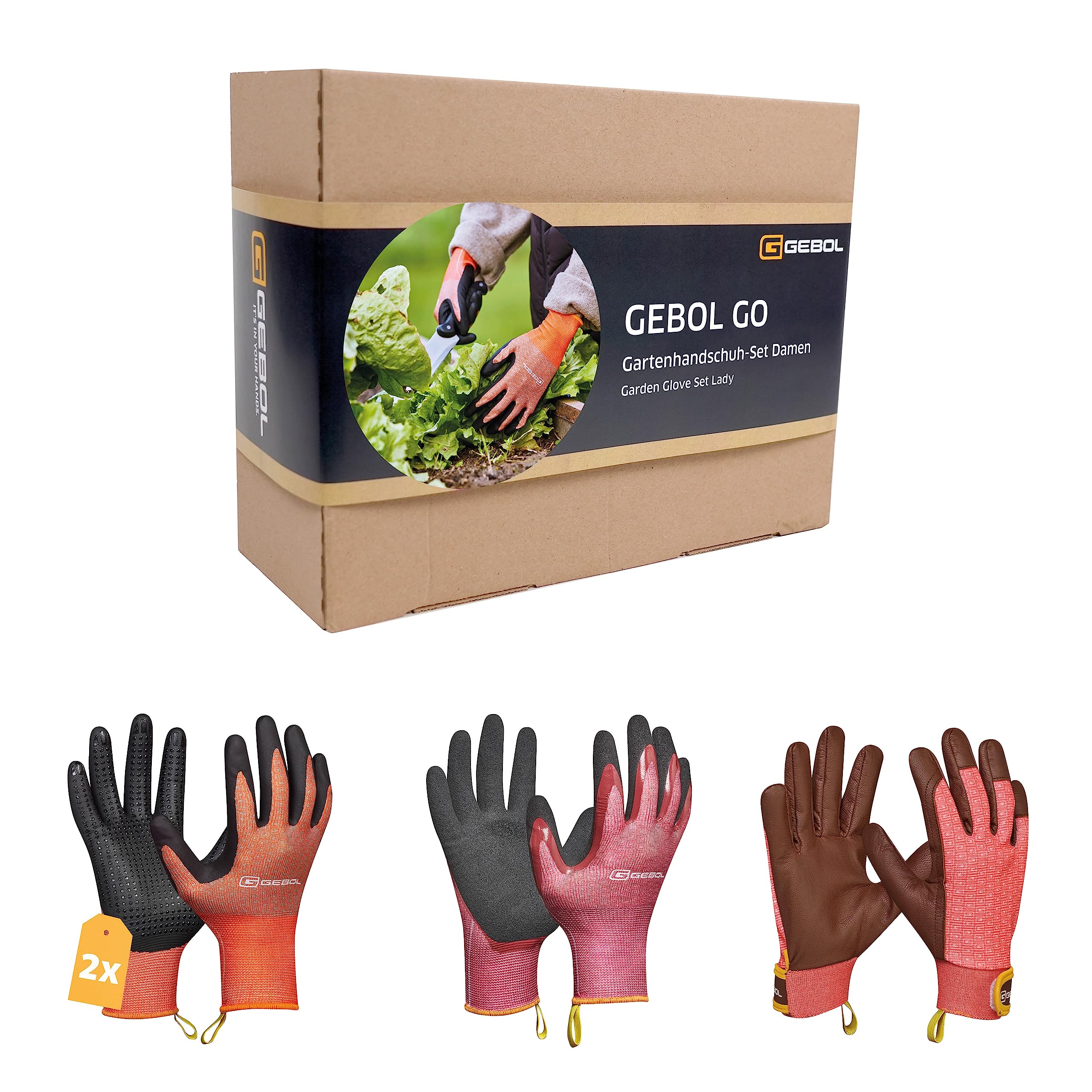 GebolGO Women's Gardening Gloves Set Size S (Size 7) Top Equipment for Gardening Leather and Knitted Gloves Mix for Gardening Women 4 Pairs
