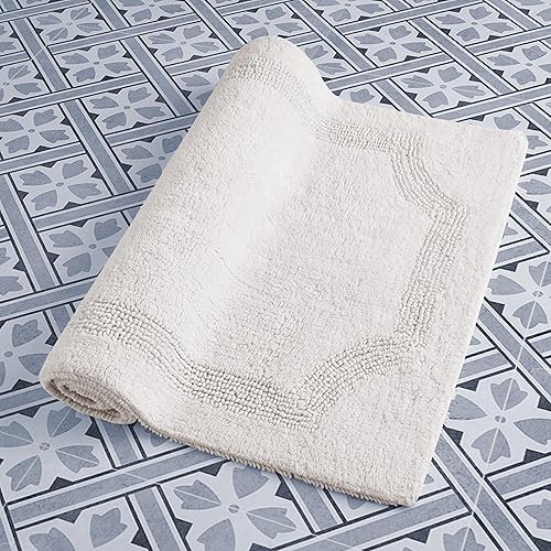 Miniatura 2 de Laura Ashley - Tapete de baño reversible de algodón, decoración de baño de alta calidad, lavable a máquina, altamente absorbente, juego de 2 piezas,