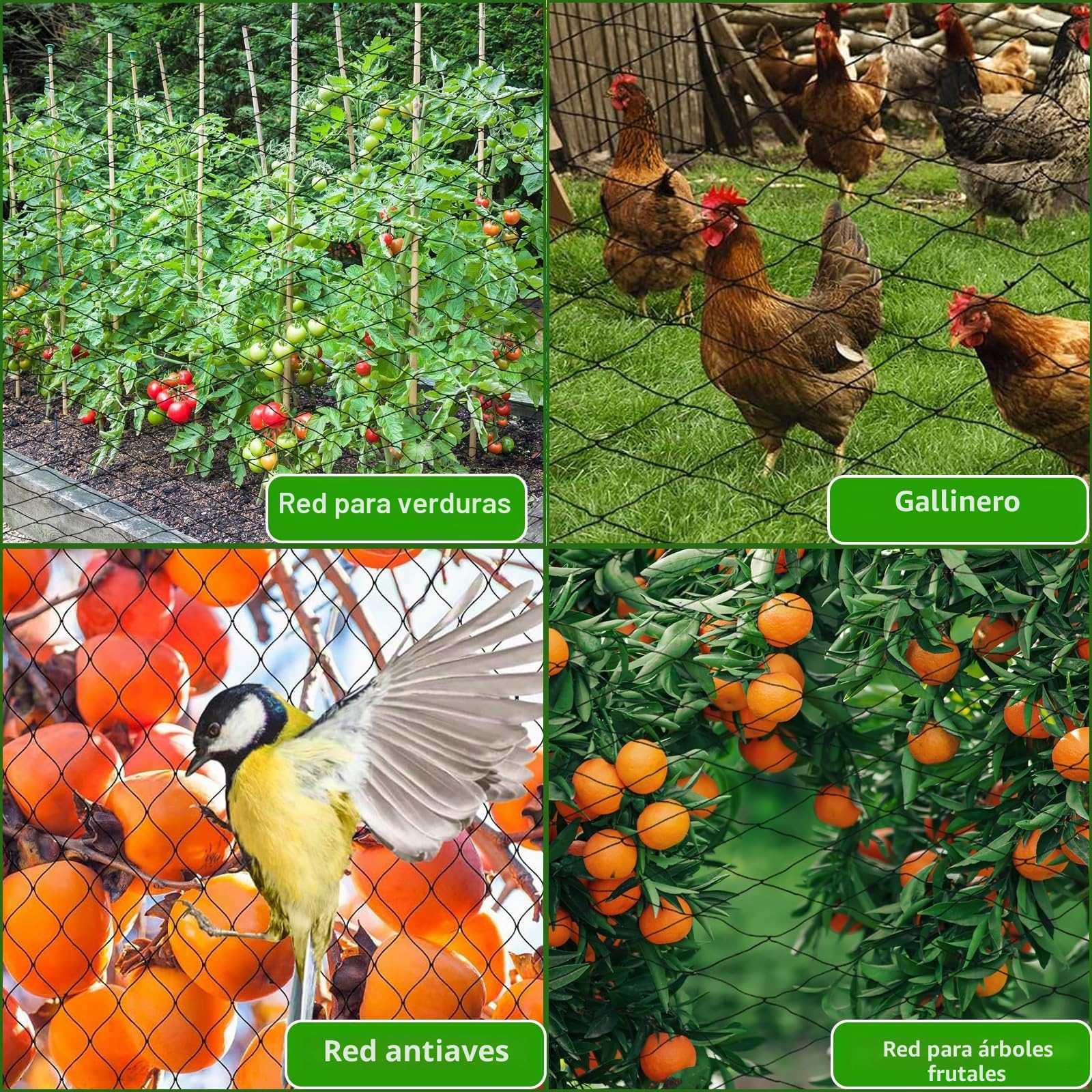 15 m x 15 m Malla Antipajaros, Malla Antipalomas Negra, Red de Protección | para Pájaros Protección de Plantas, árboles, Frutas, Verduras, Estanque, Control de Aves( 2.5 x 2.5 cm)