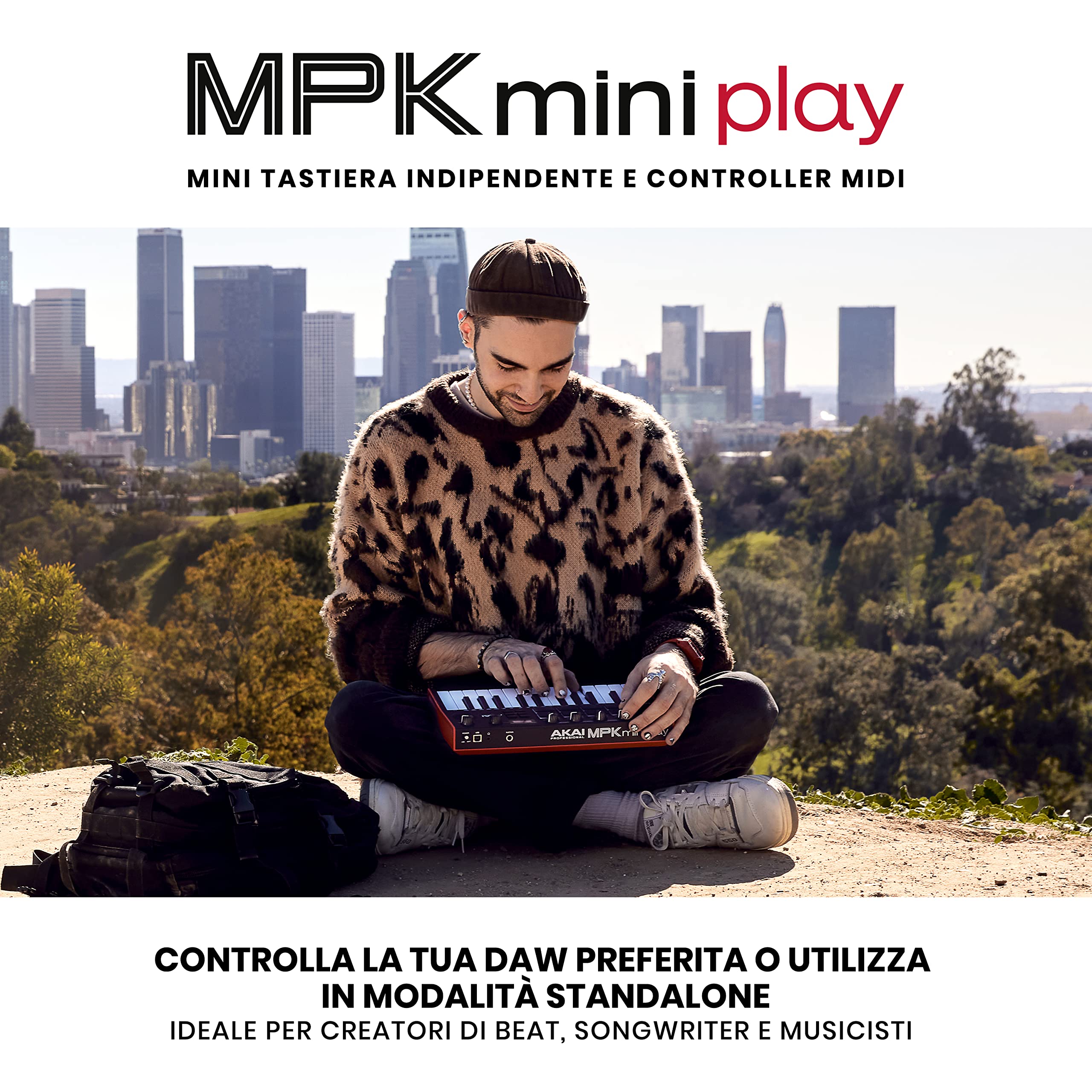 AKAI Professional MPK Mini Play MK3 + M-Audio HDH40 – Tastiera MIDI Controller USB con Casse e Suoni, Tastiera Dinamica, Pad MPC e Software + Cuffie Over Ear Chiuse da Studio con Cavo da 2,7 m