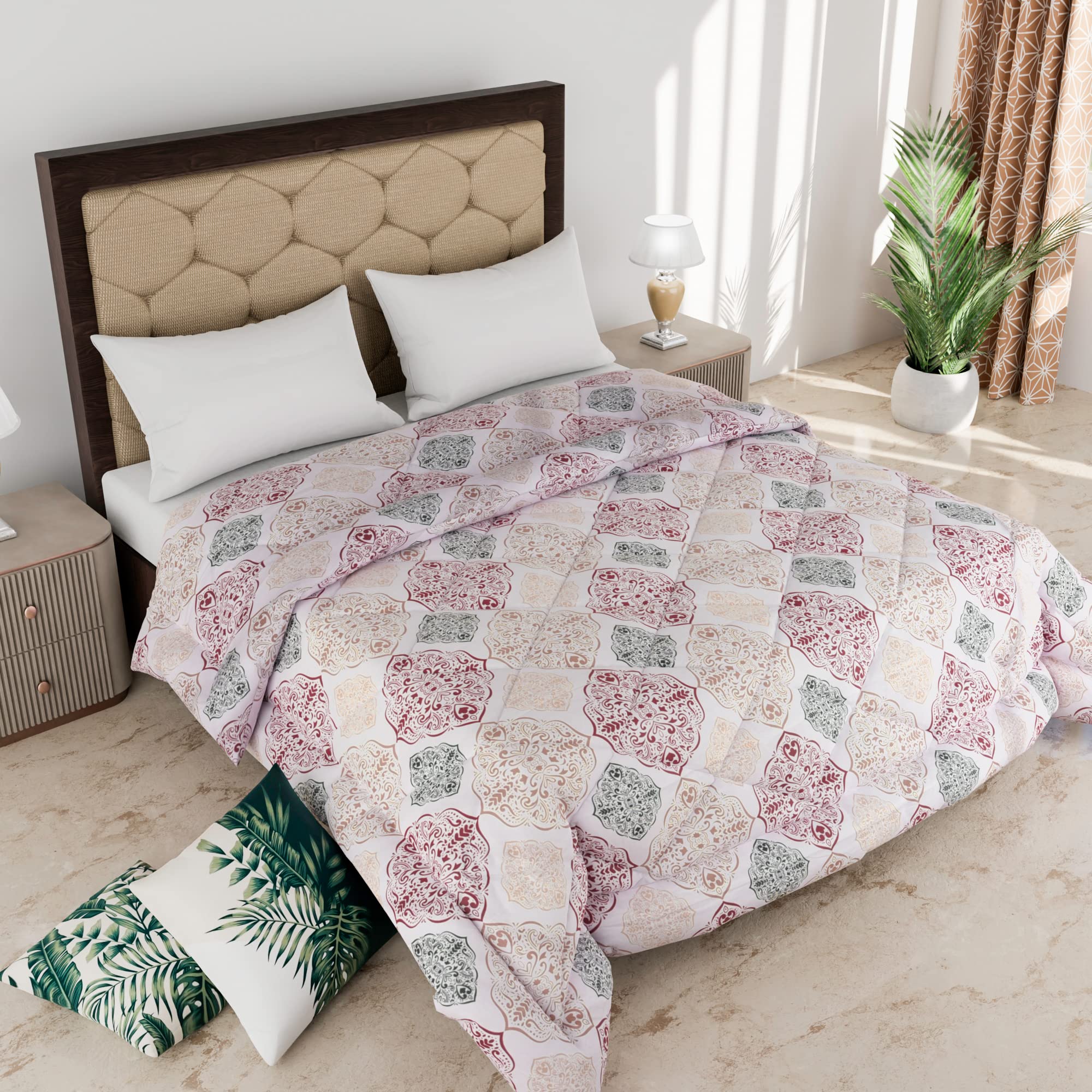 COMFOWELL250 GSM Microfiber Quilted Printed 60x90 Inch Single Bed Comforter / Quilt / Duvet / Razai ( Design 011 )