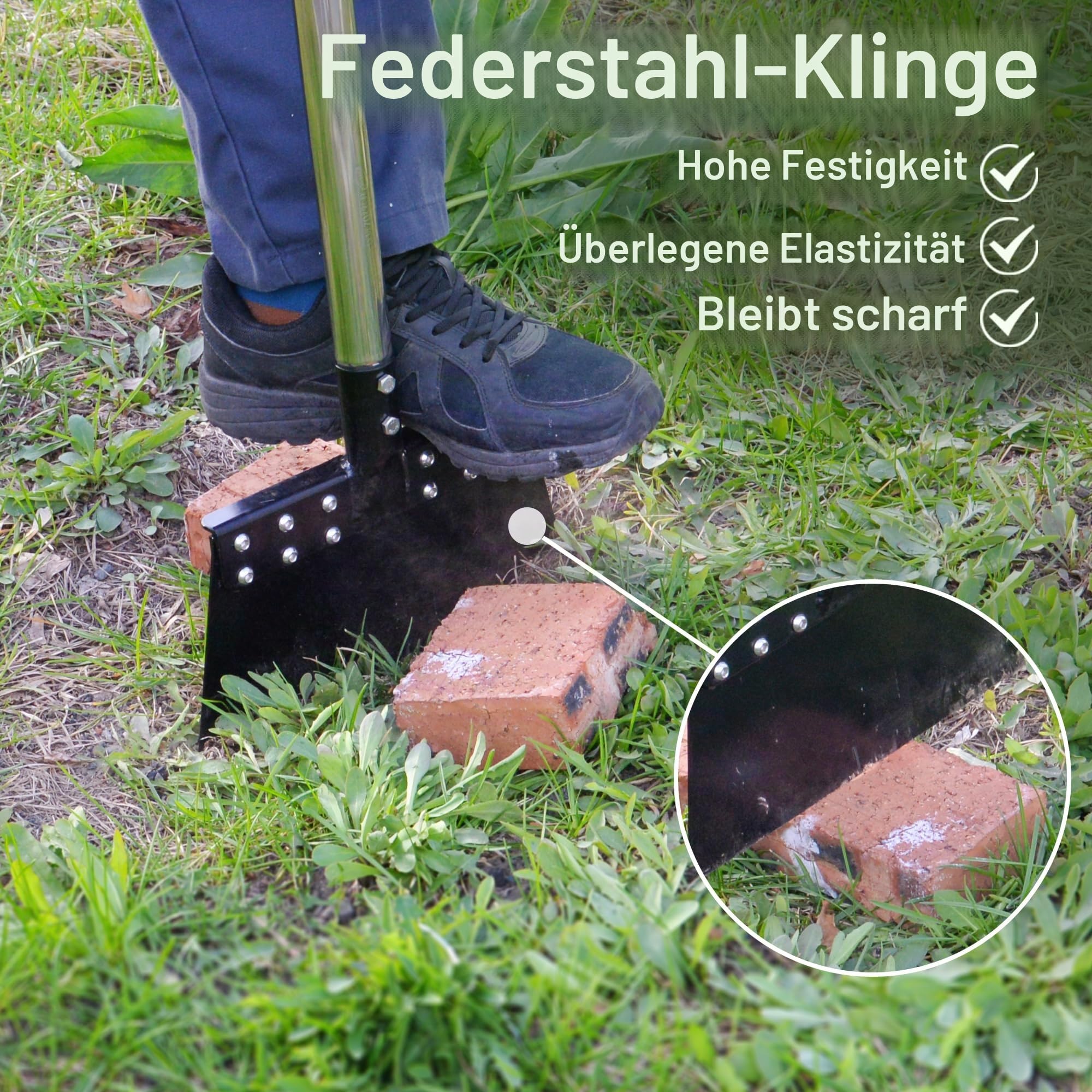 Gartenreinigungsschaufel 165.1 cm Multifunktions-Schaufel mit Federstahlklinge Bodenschaber Langer Verstellbarer Griff Schwerlast Schneeschaufel Eiskratzer Flache Schaufel für Unkraut Rasenkante
