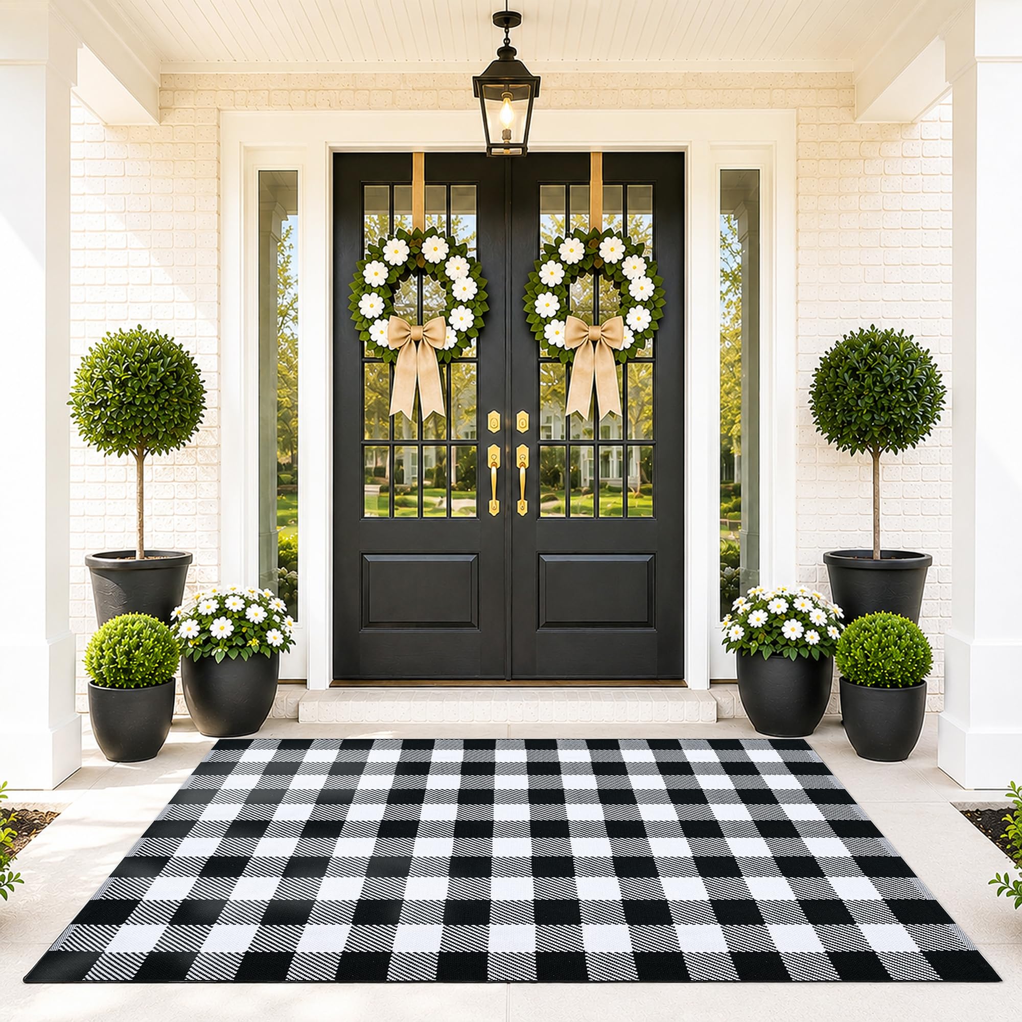 Black & White Buffalo Rug - Halloween Door Mat -11 Black & White Buffalo Rug - Halloween Door Mat -11