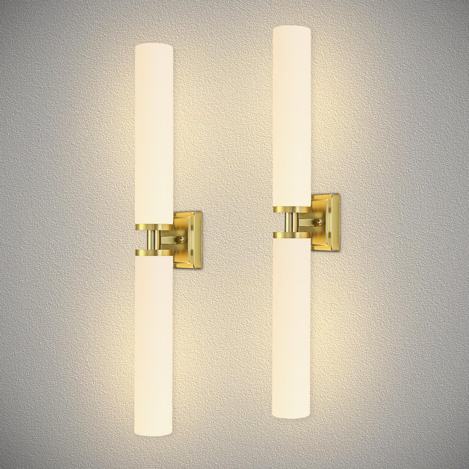 Keep Shinning Gold Wall Sconces Set of Two, 32 Inch Bathroom Sconces with Frosted Glass, Modern Sconces Wall Light Fixtures for Bathroom Mirror Living