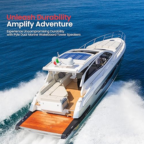 Miniatura 5 de Pyle Altavoces de torre de wakeboard marinos impermeables  Juego de altavoces de doble subwoofer de 6.5 pulgadas y tweeter de 1 pulgada con potencia