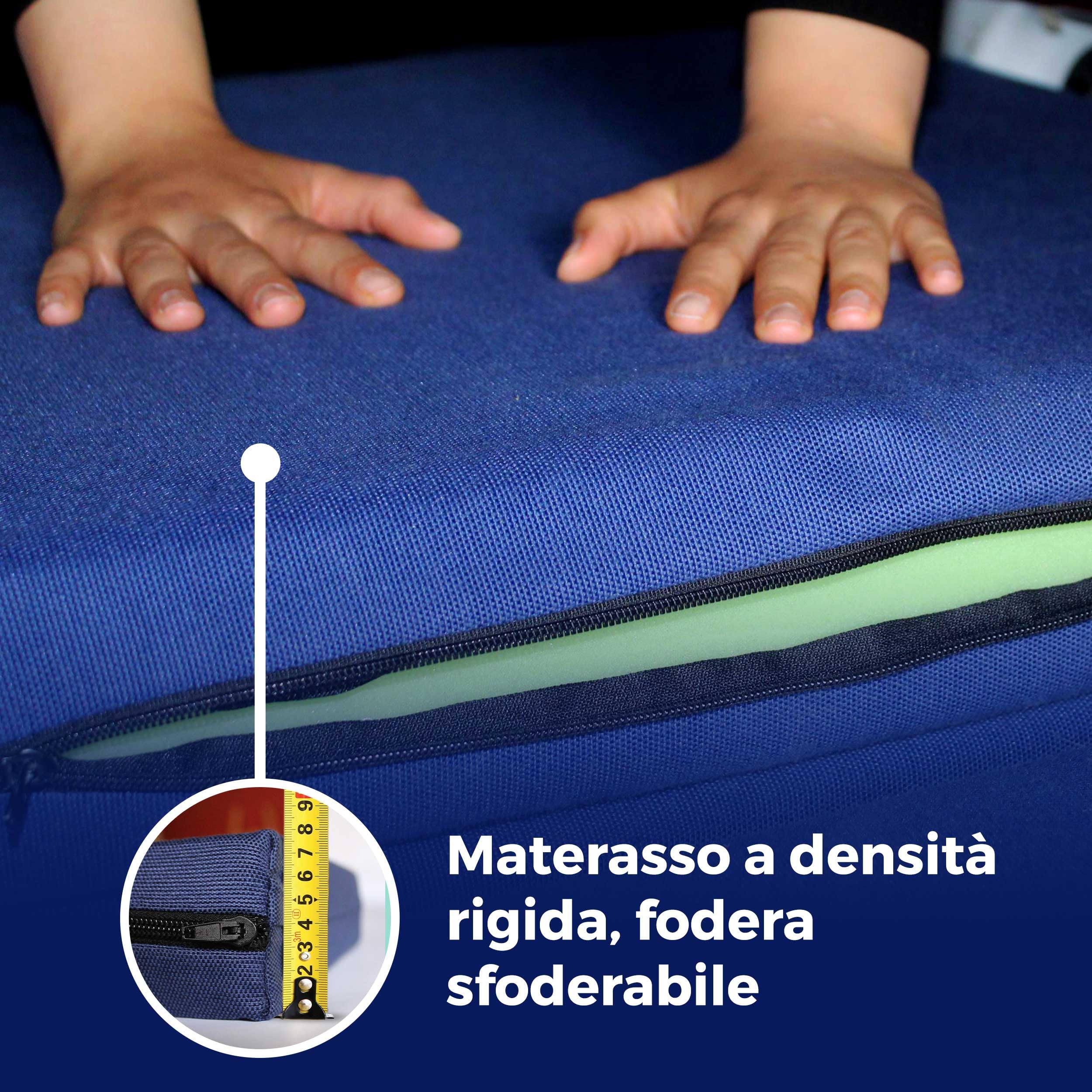 Materasso Pieghevole per Camper, Vari Veicoli, ad Alta Densità, Blu Scuro, Sfoderabile e Lavabile