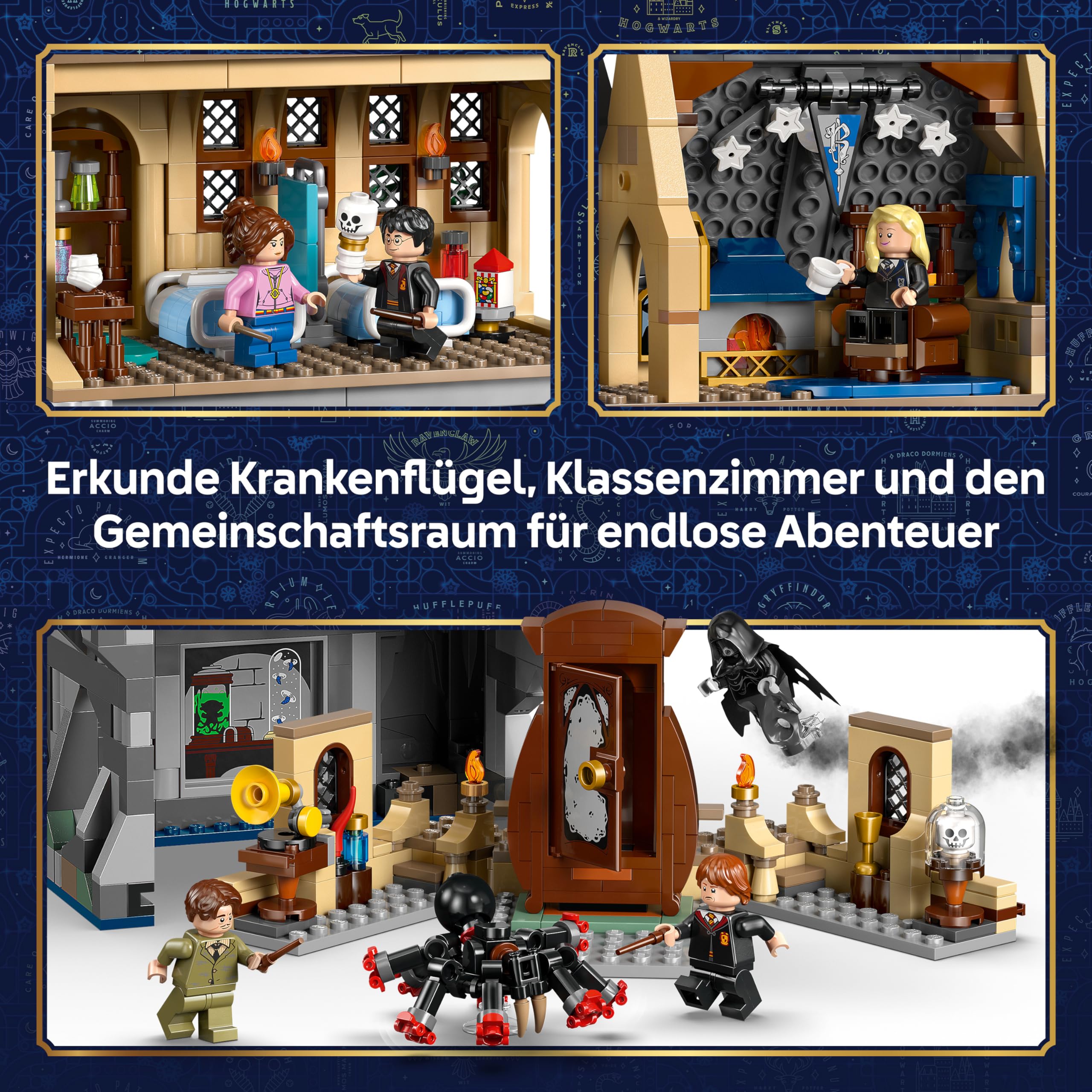 LEGO Harry Potter Schloss Hogwarts: Krankenflügel - DIY Set mit 7 Minifiguren - Modellbau mit Hermine und Ron Figuren - Kreatives Geschenk für Mädchen, Jungen und Fans ab 9 Jahren - 76463