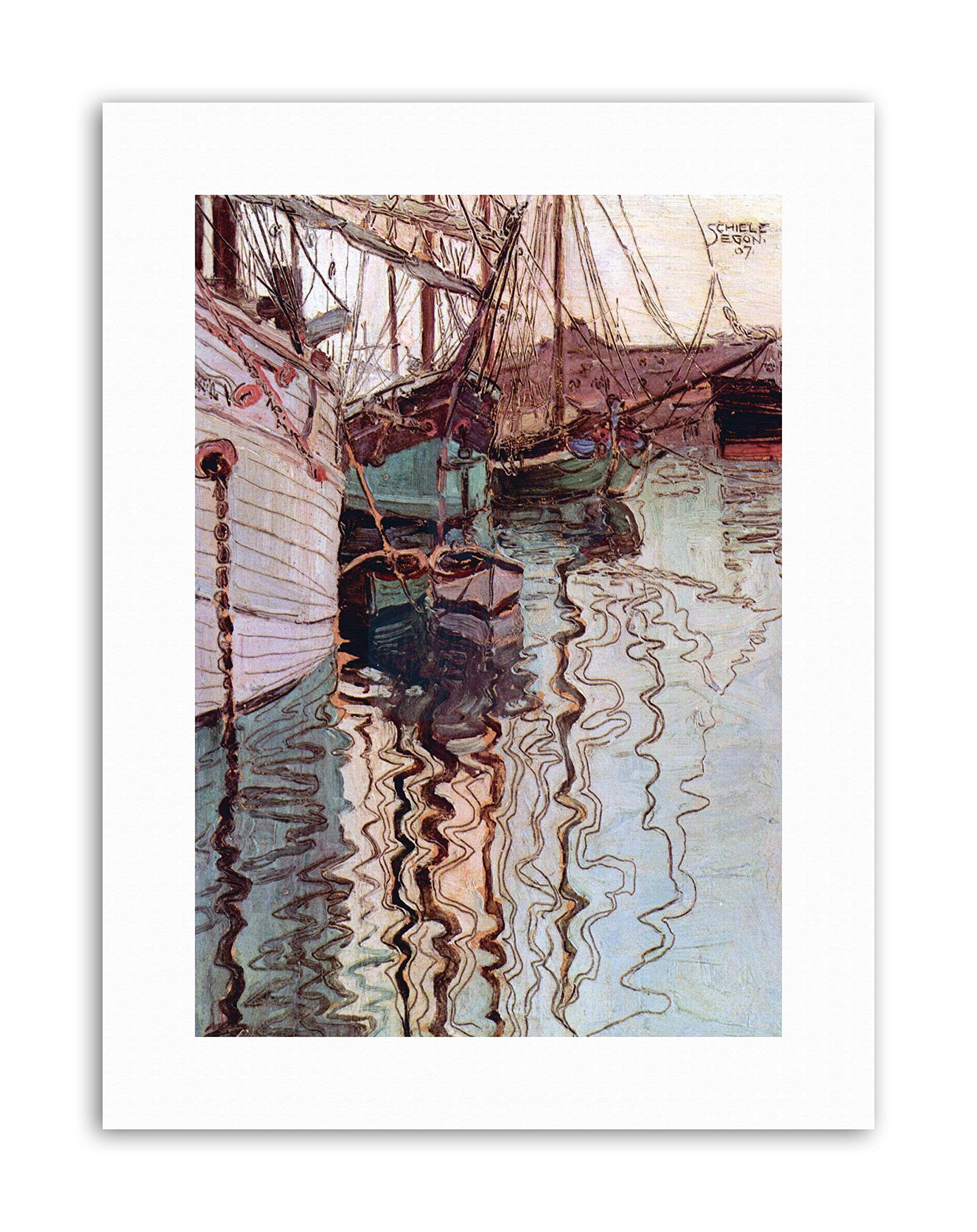 Wee Blue Coo Egon Schiele Sailboats In Wellenbewegtem Water The Port Trieste Canvas Art