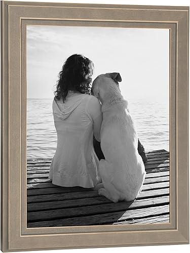 Miniatura 3 de DesignOvation - Portarretrato Kieva de madera maciza, Madera, Gris, envejecido