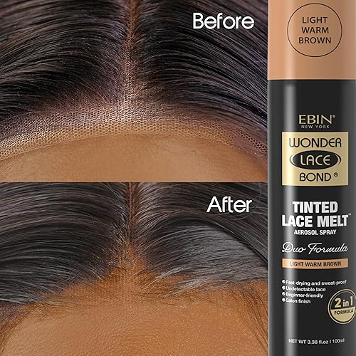 Miniatura 5 de EBIN NEW YORK Wonder Lace Bond - Aerosol fundido de encaje tintado, color marrón oscuro, 3.38 onzas, fórmula de secado rápido sin transferencia,