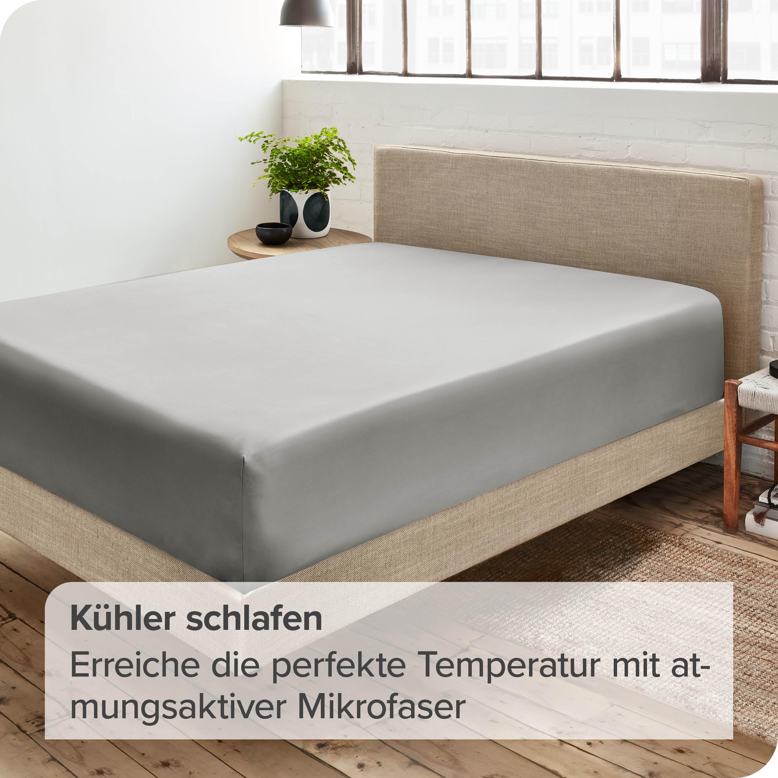 Lenzuolo sotto con angoli Bare Home - Microfibra Premium 1800 - Ultra morbido senza pieghe - Tasca profonda (200 x 200, Grigio Chiaro)