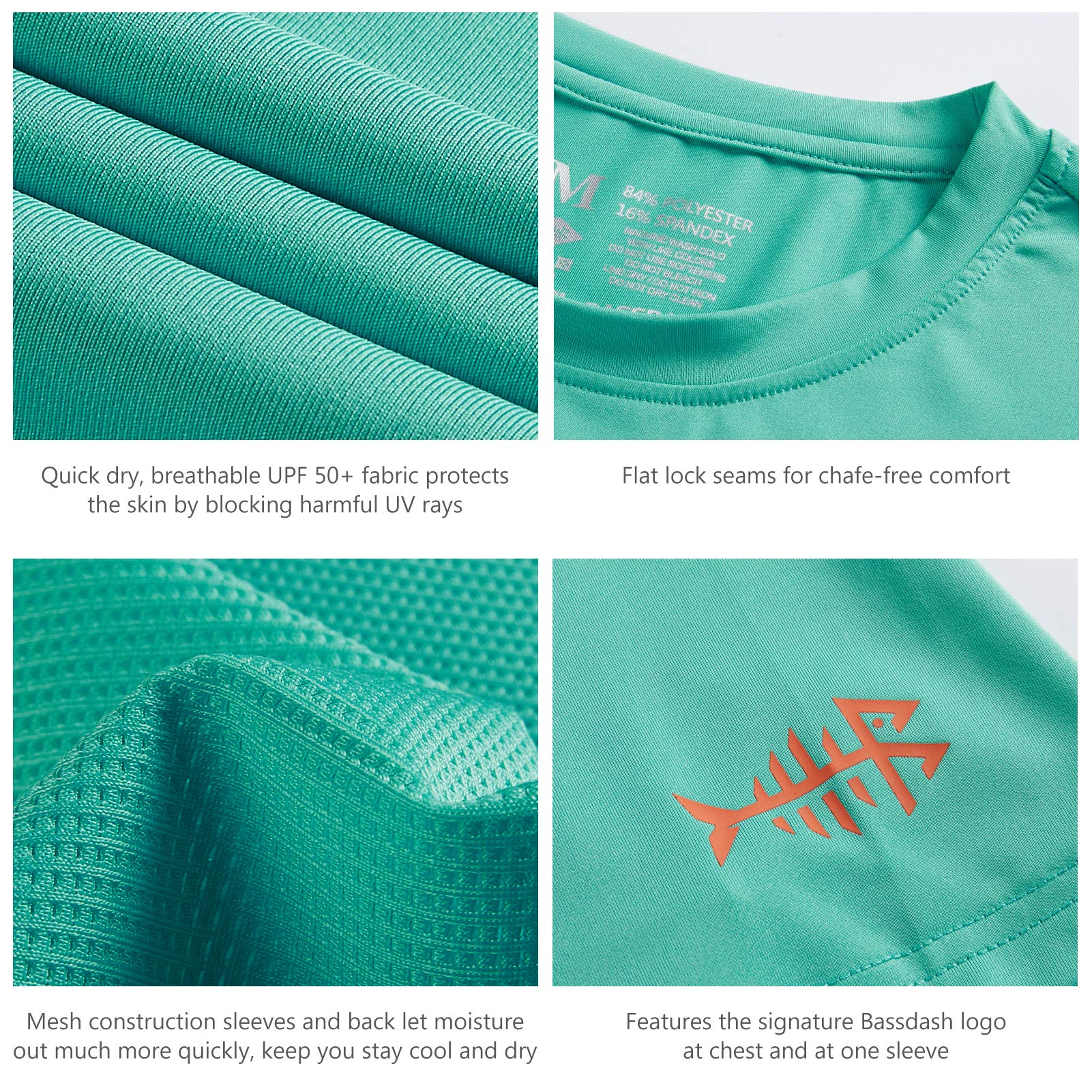 Bassdash - Maglietta da Uomo, con Protezione Solare UPF 50+, Maglietta a Maniche Corte da Pesca