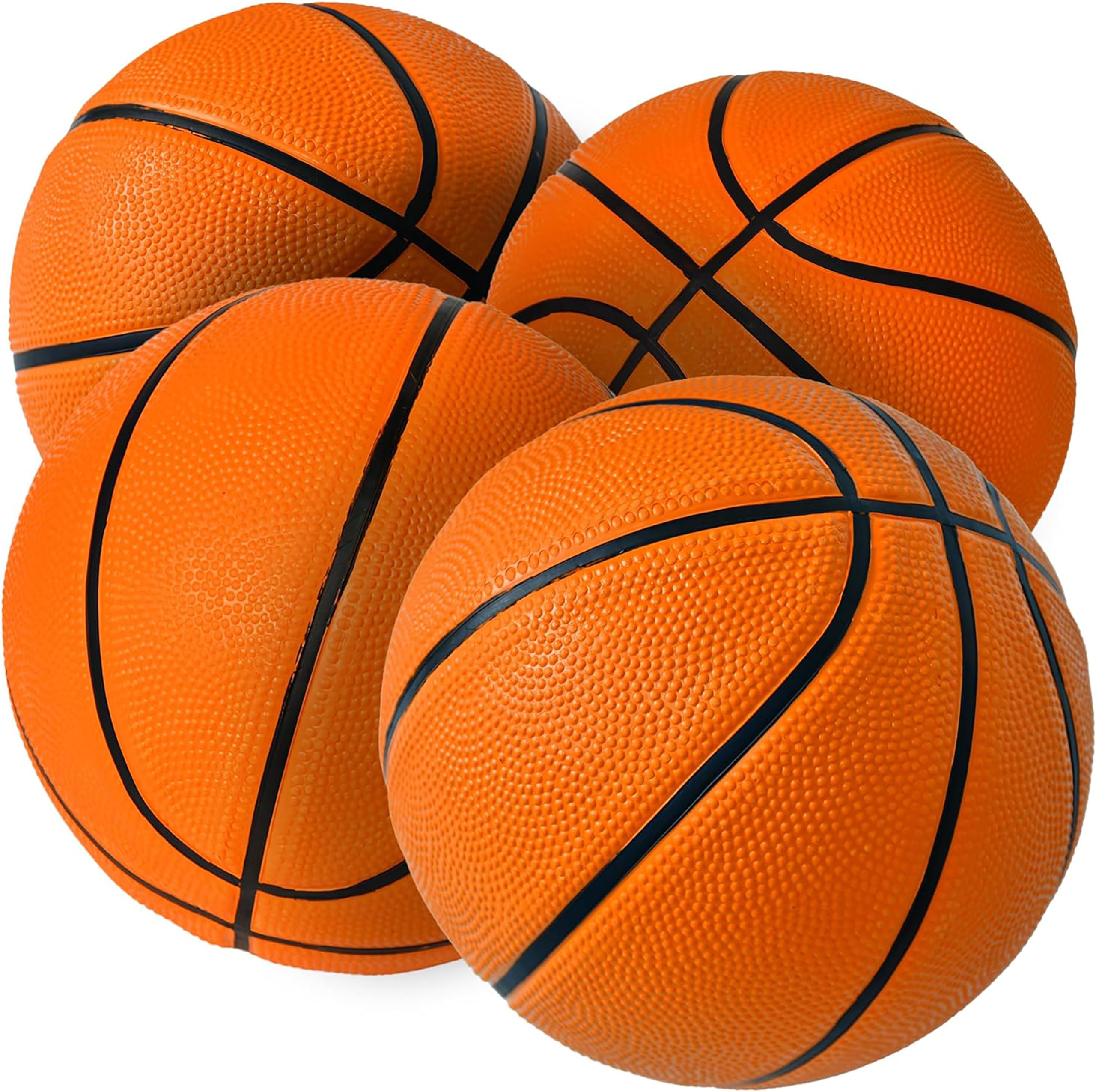 SereneLife Mini Ballon de Basket 7" – Lot de 4 Balles de Rechange en Caoutchouc Résistant, Adhérence Antidérapante, pour Jeu d’Intérieur, Piscine, Plage, Extérieur