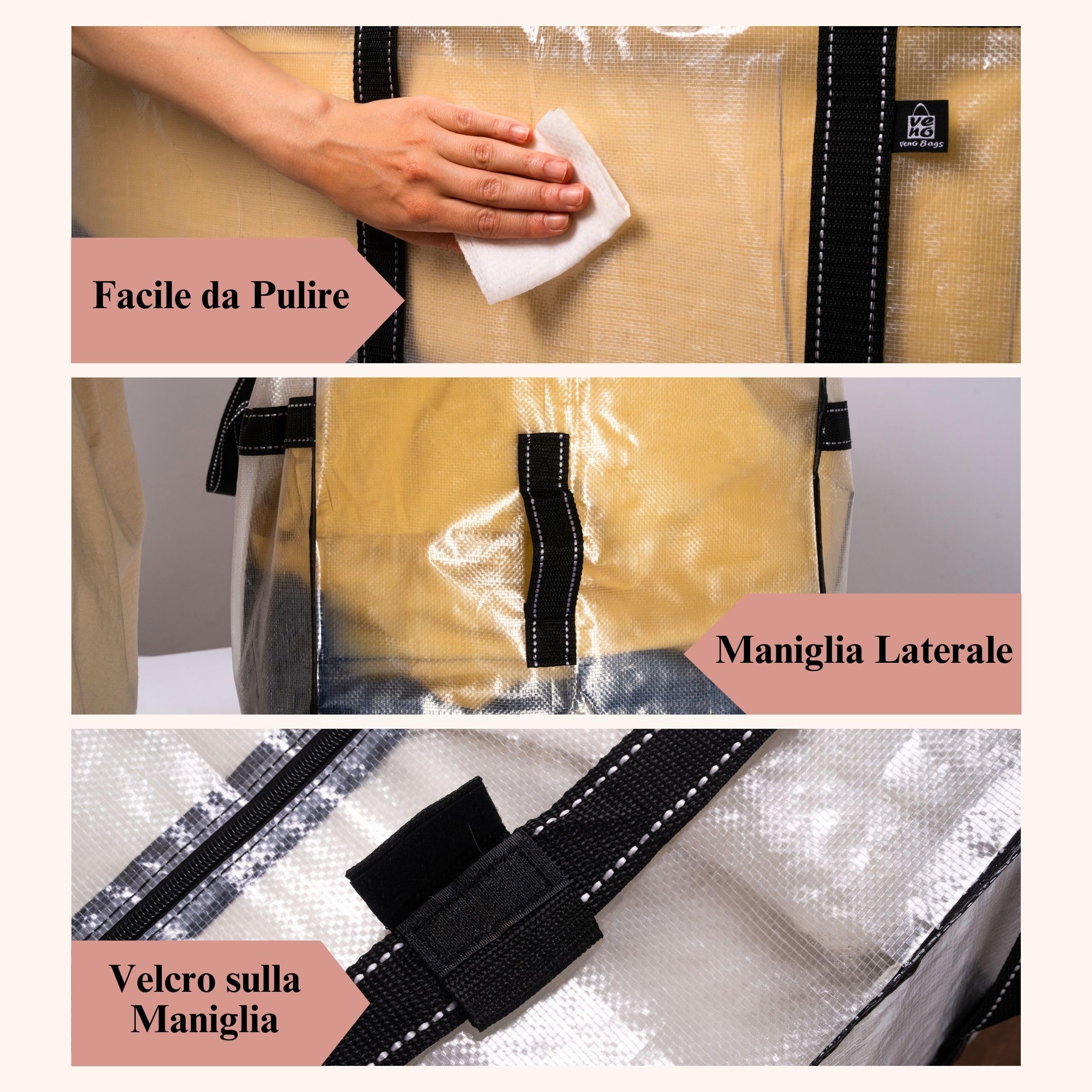Confezione da 4 borse per traslochi extra-large e resistenti con manici
