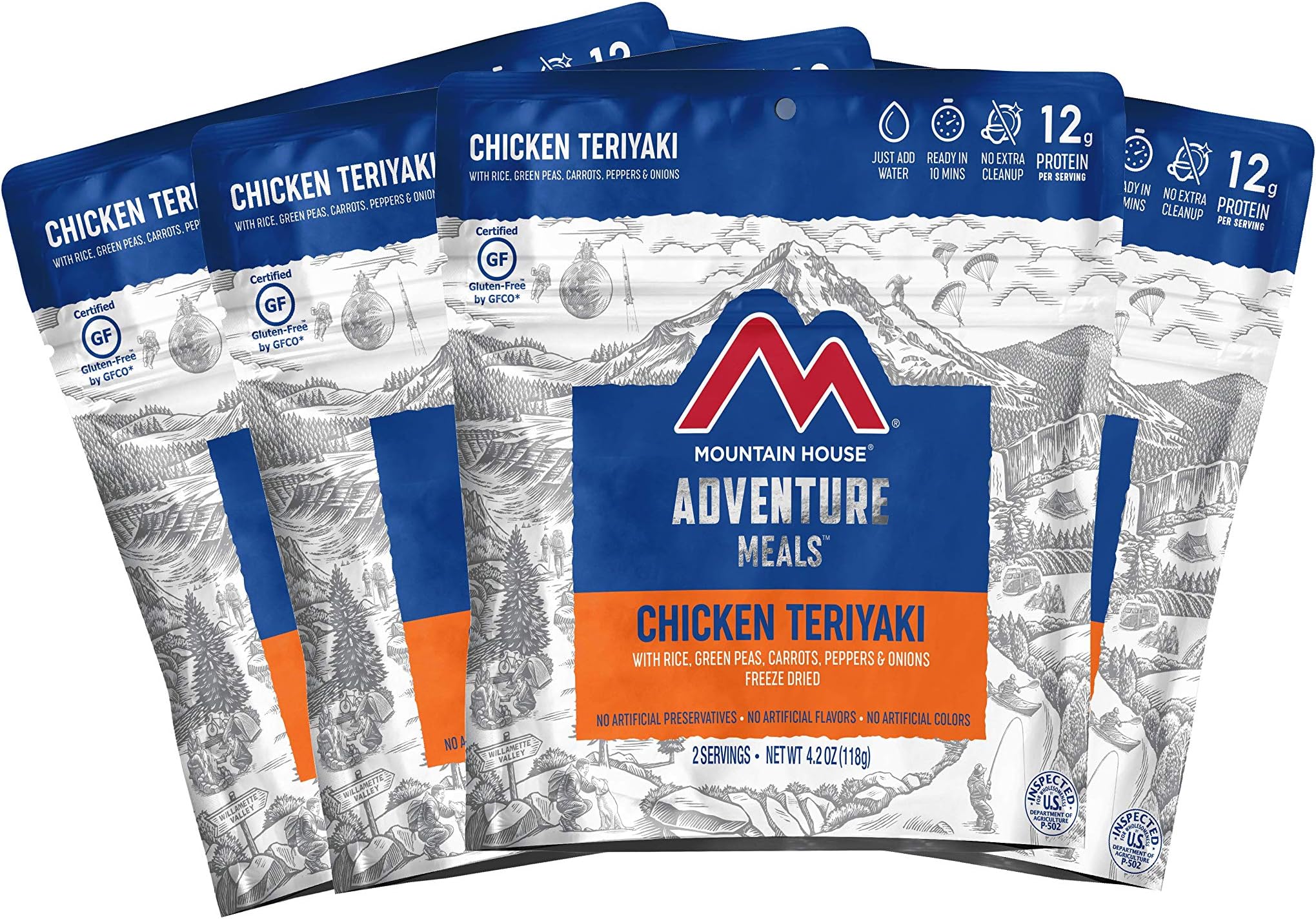 Mountain House Chicken Teriyaki with Rice | Freeze Dried Backpacking & Camping Food | 4-Pack | Gluten-Free