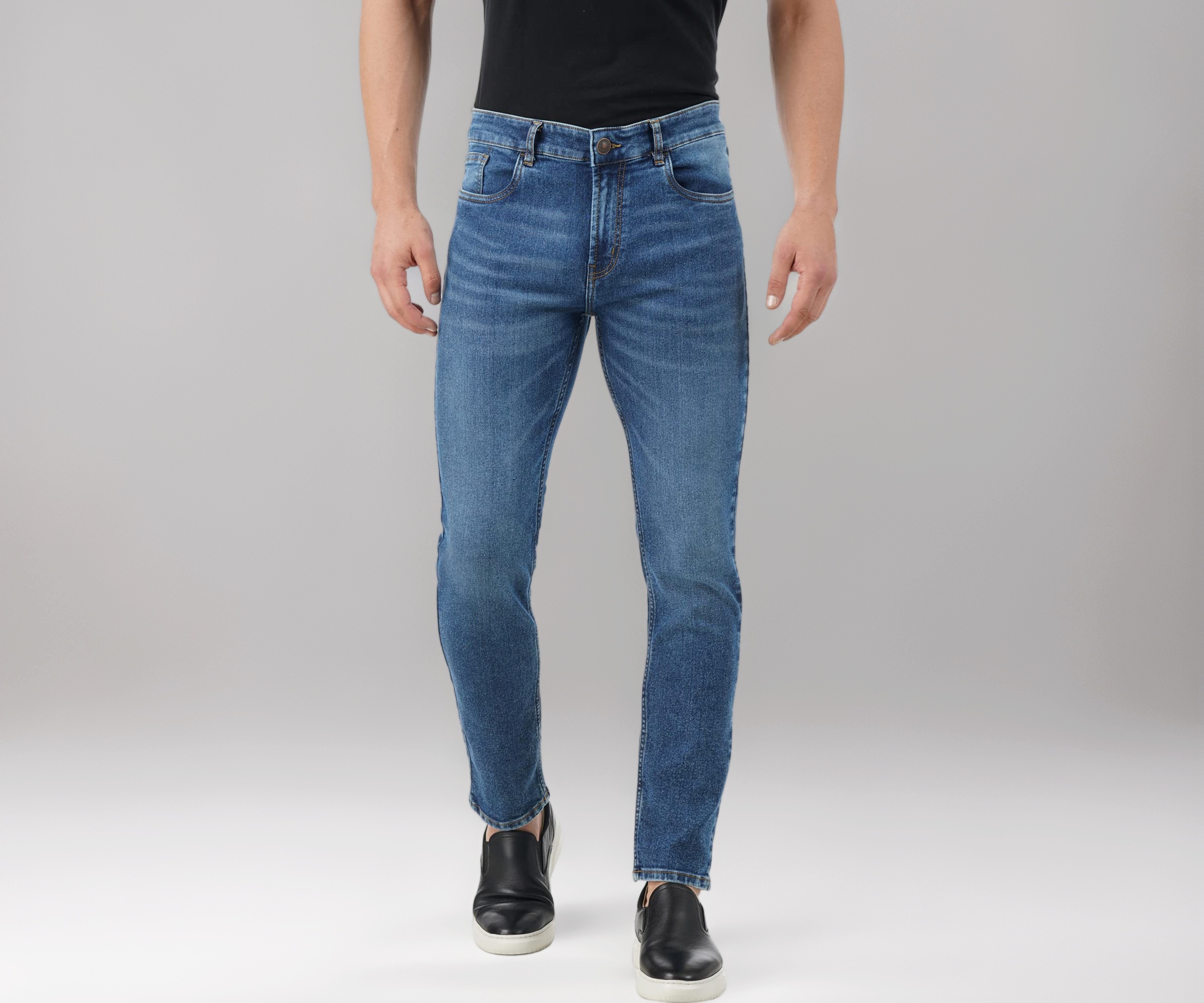 Image of INKD Men's Stretchable Regular Fit Contrast Stitch Jeans