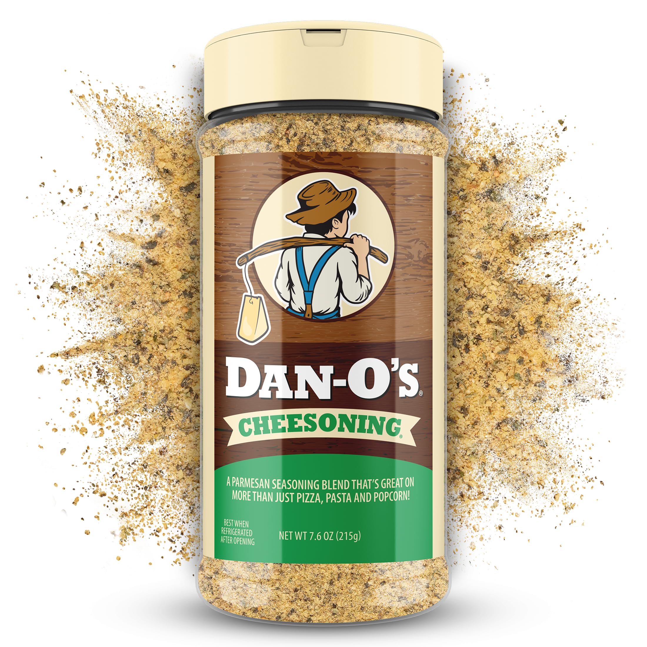 Dan-O's Cheesoning Seasoning, 7.6 oz Bottle, All Purpose Seasoning for Pizza, Popcorn, Chicken, Bread and More, Sugar Free, Zero Calorie, Parmesan Cheese Replacement for your Favorite Foods