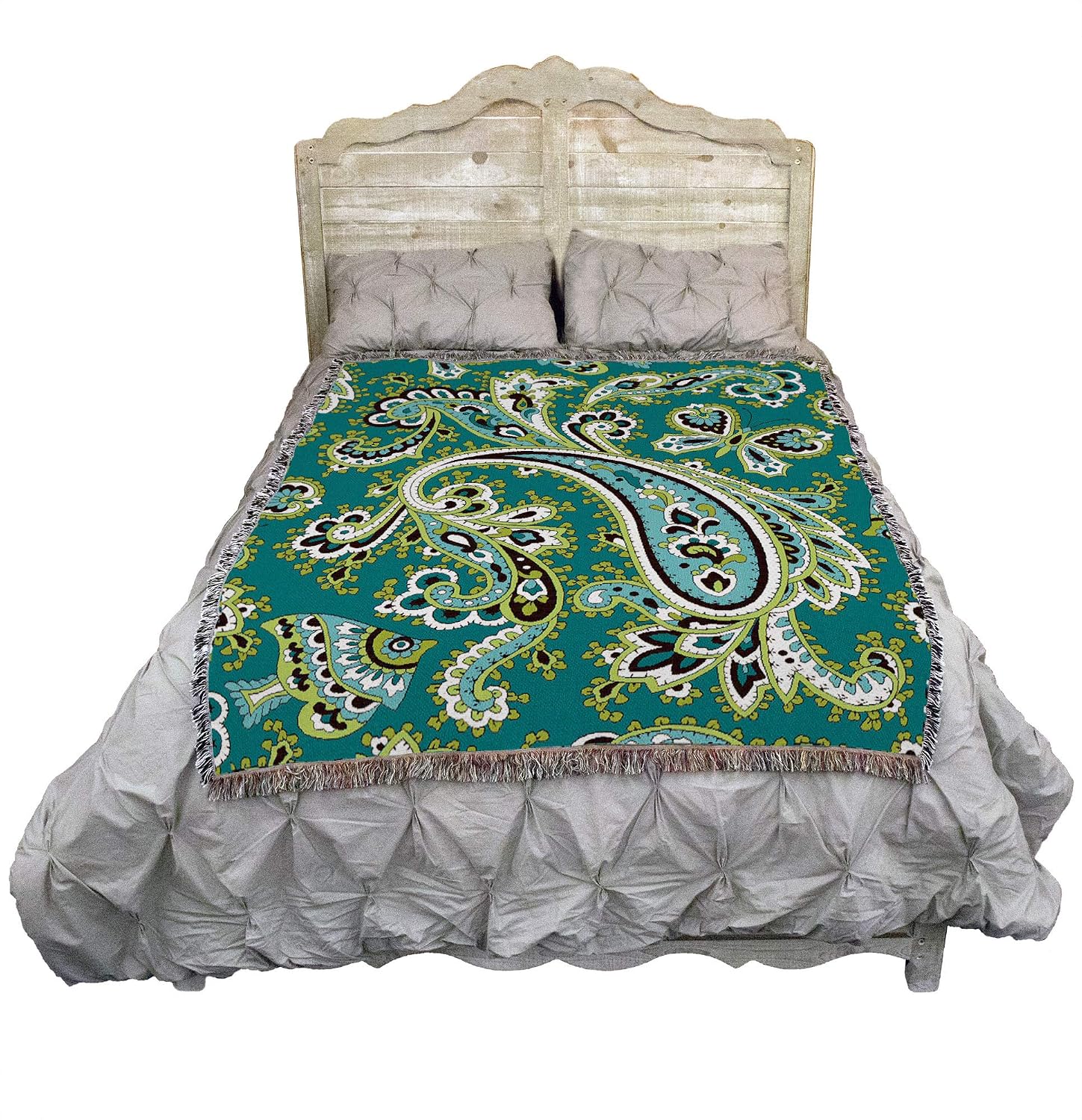 Pure Country Weavers Paisley Blanket Teal - Patterns Gift Tapestry Throw Woven from Cotton - Made in The USA (72x54)