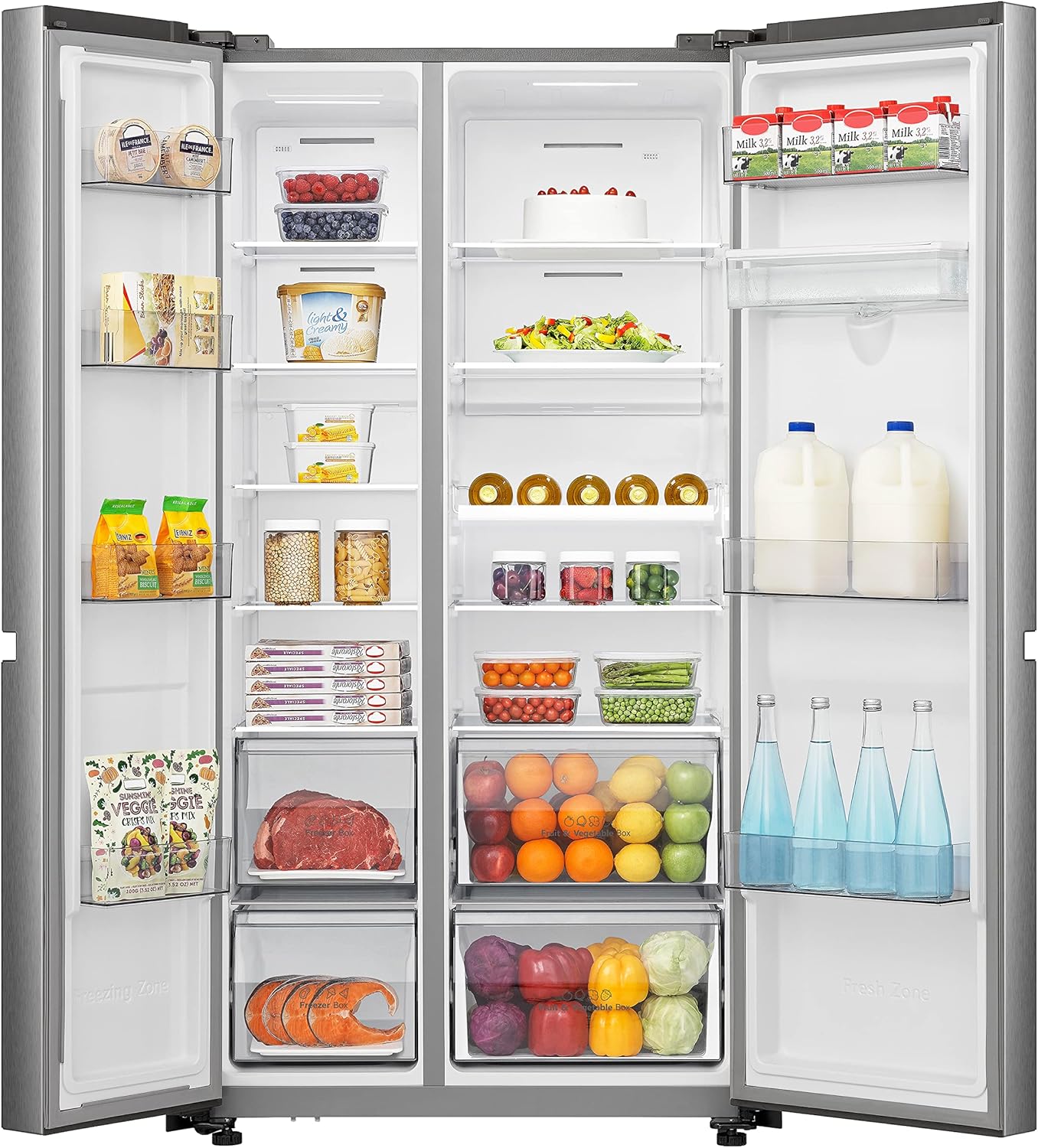 Hisense Ms91519Ff Frigorifero Side By Side, Total No Frost, Classe F, Nero, 519 Litri [Classe di efficienza energetica F]