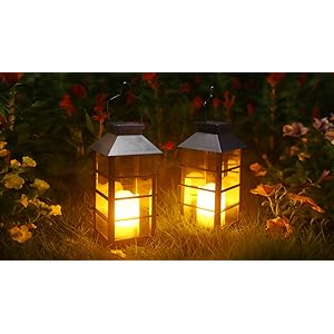 2 Stück Solar Laterne für Außen, Ulmisfee Solar Gartenleuchte mit LED Kerze, IP44 Wasserdicht Dekorativ Solarlampe für Außen Hängend Solarleuchte für Garten Terrasse Veranda Hof Weihnachten (Warmweiß) – Bild 8