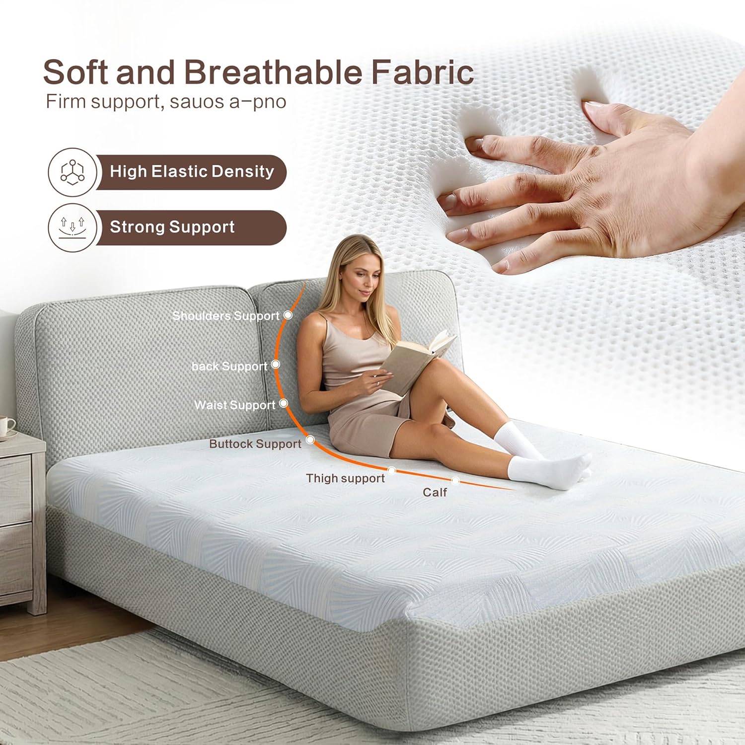 Queen Bed with Mattress Included,All-Foam Compressed Bed Set,No Assembly Required,Boneless Bed in A Box Gift for RV, Bedroom,Guest Room,Light Grey