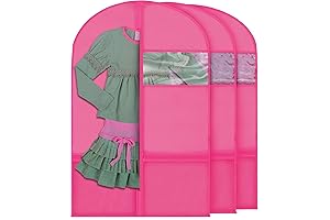 Plixio Pink Garment Bags for Kids' Dance Costumes (3-Pack)